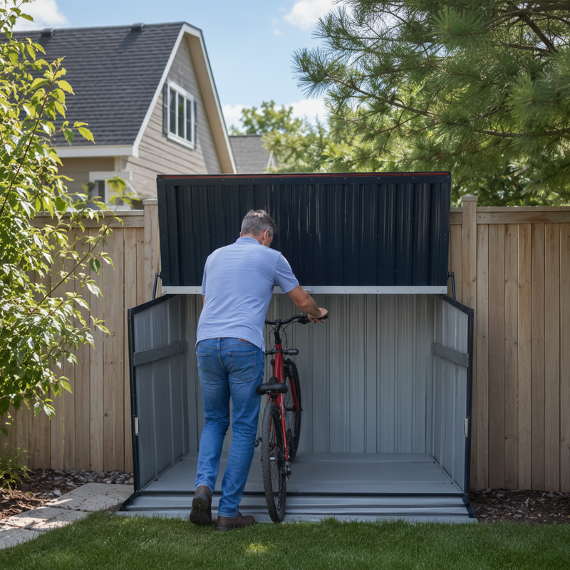 Outdoor Galvanated Steel Storage Shed with Flip Top and Foldable Front Door by HouseOfZazla