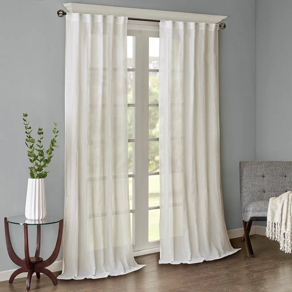 Solid Crushed Curtain Panel Pair (2 Pcs Window Panels) by HouseOfZazla