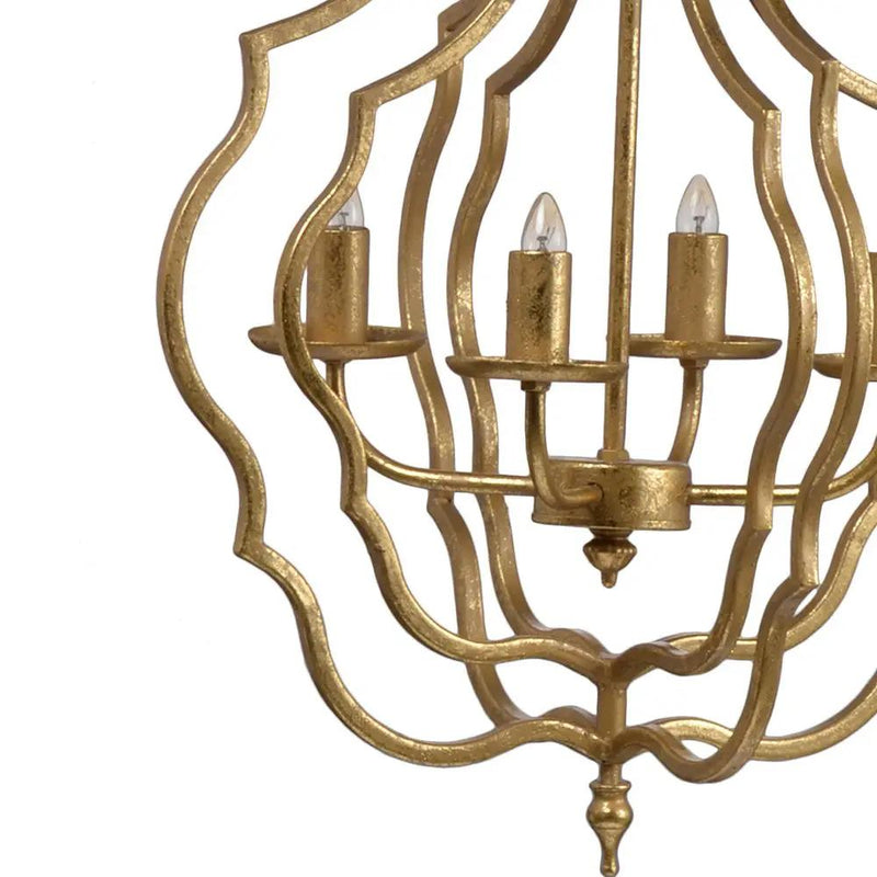 4 Light Chandelier, Hanging Light Fixture With Adjustable Chain For Kitchen, Bulb Not Included - Gold by Unique Piece Furniture