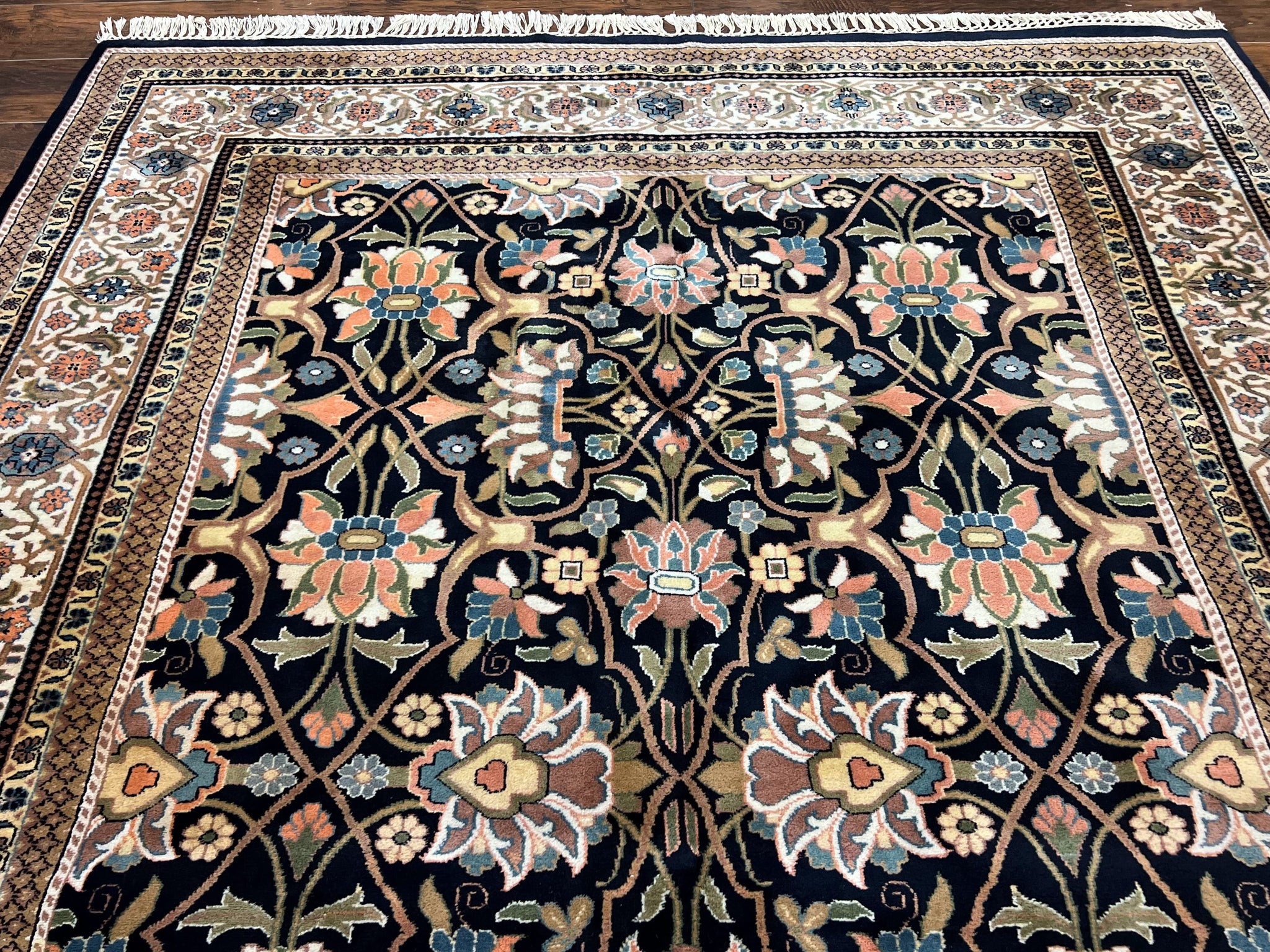 Indo Persian Bidjar Rug 6x10, Vintage Handmade Wool Carpet, Allover Pattern by Jewel Rugs