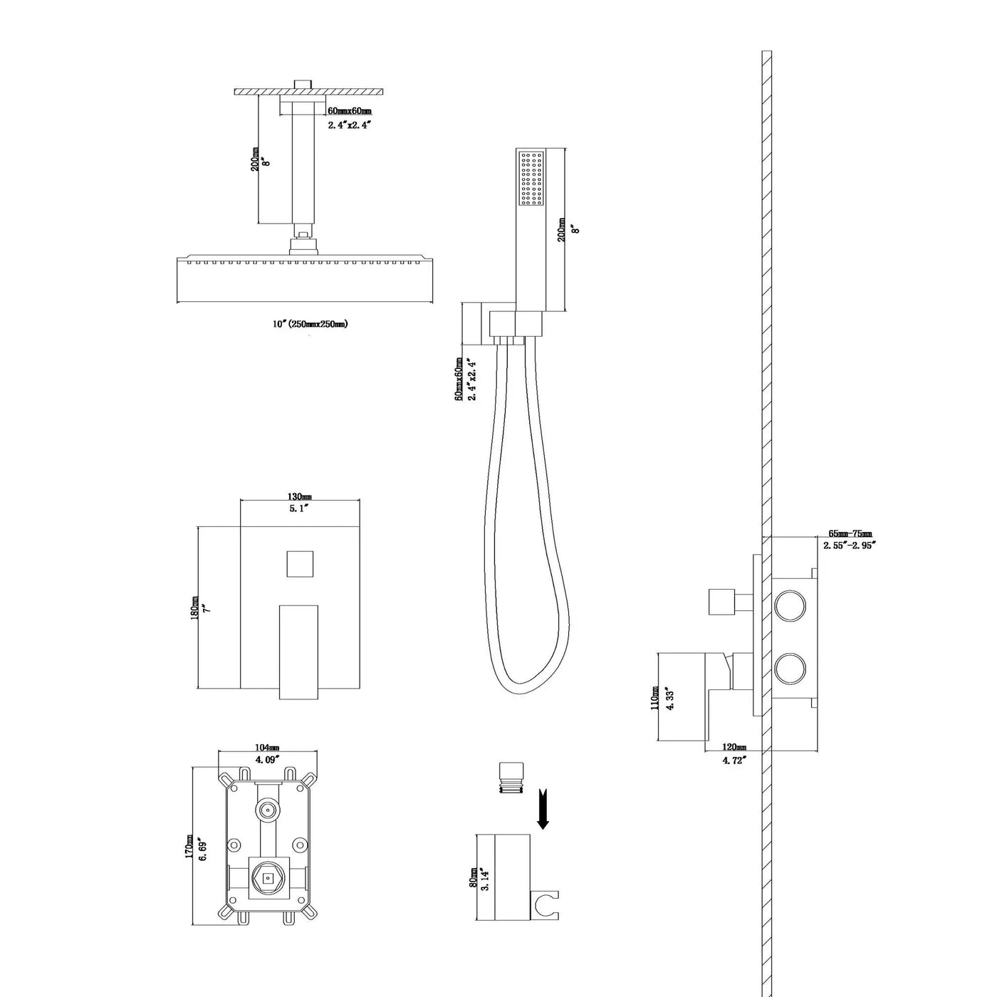 Dual Shower Head System With Ceiling Mount And Rough In Valve by HouseOfZazla