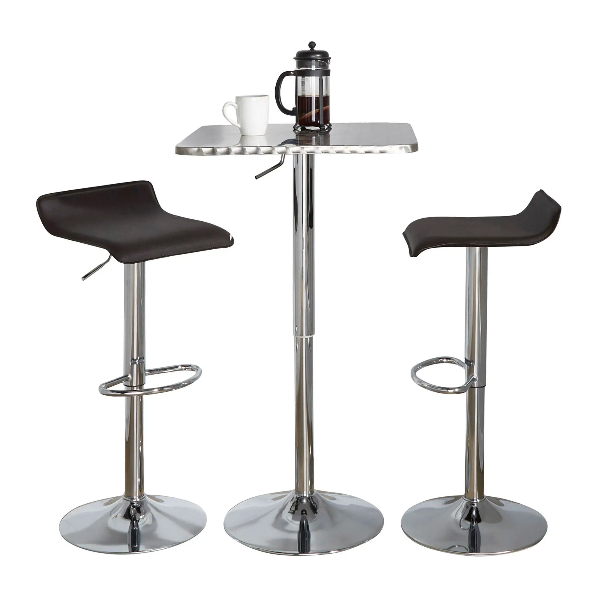 Ale - 3 Piece Bar Set Bistro Square Contemporary Adjustable Oval Footrest by HouseOfZazla