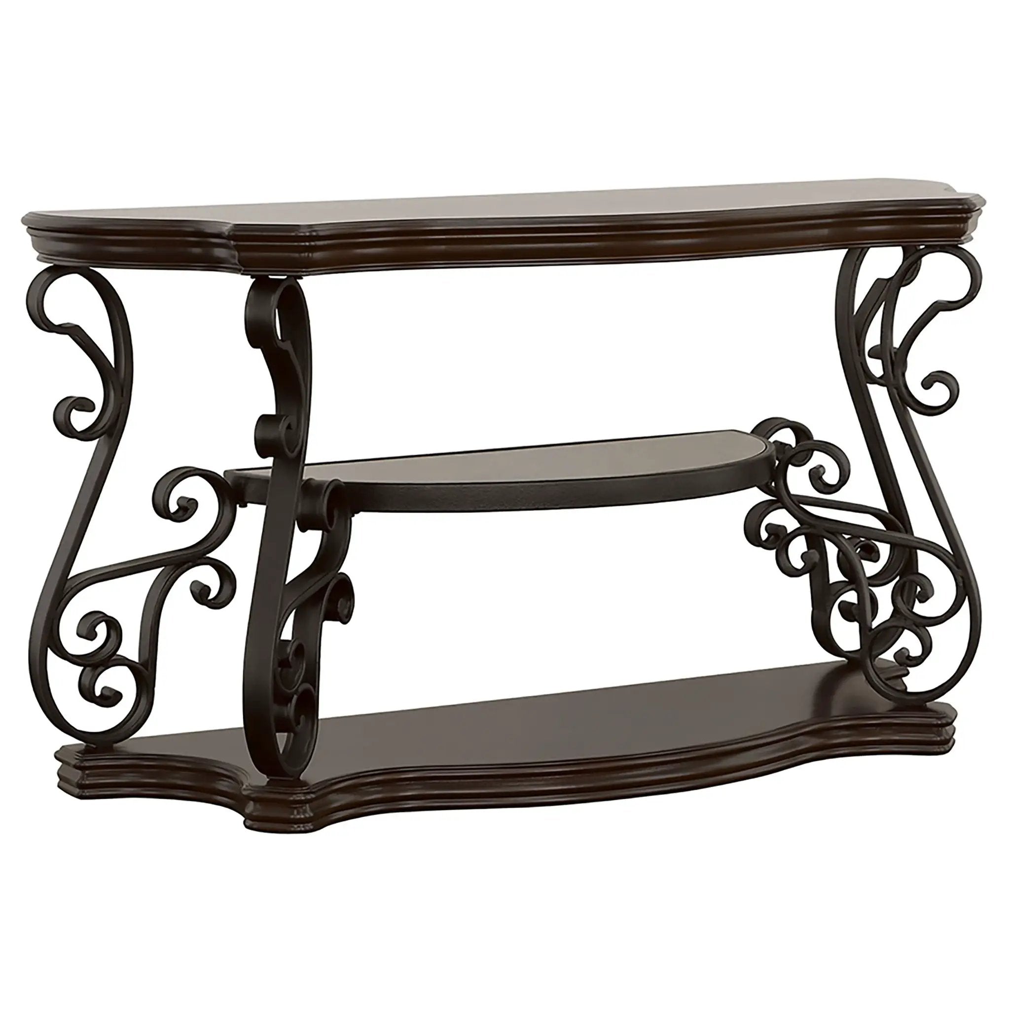Laney Scrollwork Entryway Sofa Console Table Deep Merlot by Unique Piece Furniture