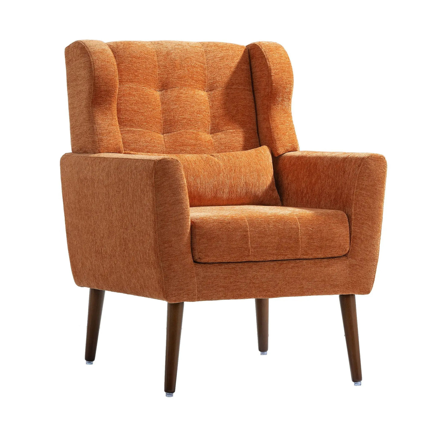 Modern Accent Chair, Arm Chairs For Living Room, Upholstered Mordern Armchair, Comfy Soft Padded Lounge Chair In Small Space, Bedroom, With Pillow, Solid Wood Leg by HouseOfZazla