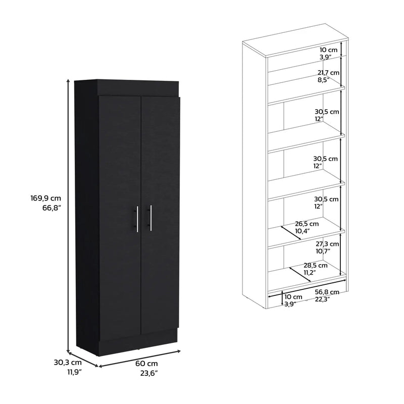 Clinton - Pantry Cabinet Kitchen Storage - Black by HouseOfZazla