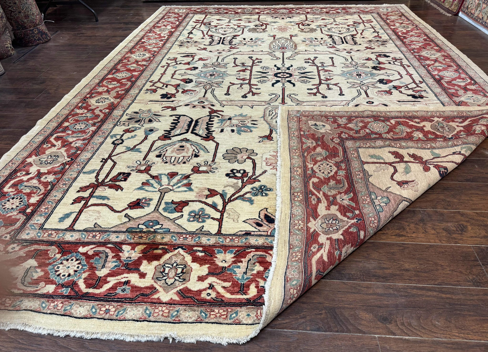 Peshawar Rug 10x14, Beige and Rust Red, Large Pak Persian Rug, Pakistani Rug by Jewel Rugs