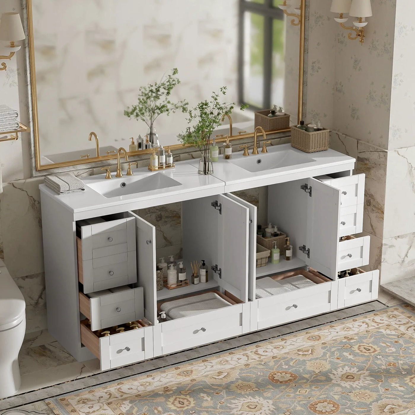 Shaker Free Standing Bathroom Vanity Cabinet & Sink, Soft Close Drawers, Soft Close Doors by Unique Piece Furniture