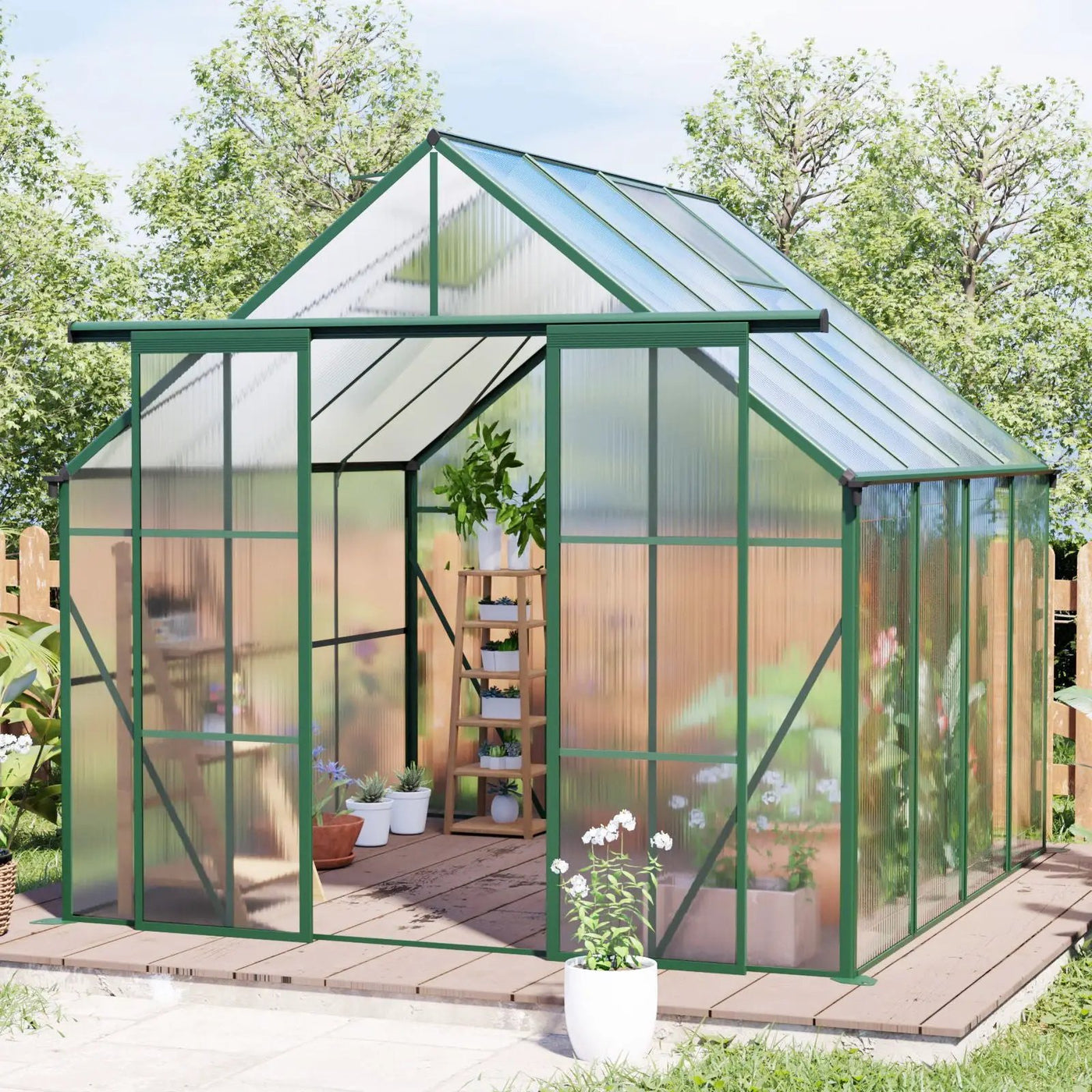 Double Door Polycarbonate house Raised Base And Anchor Aluminum Heavy Duty Walk In houses For Outdoor Backyard In All Season by HouseOfZazla