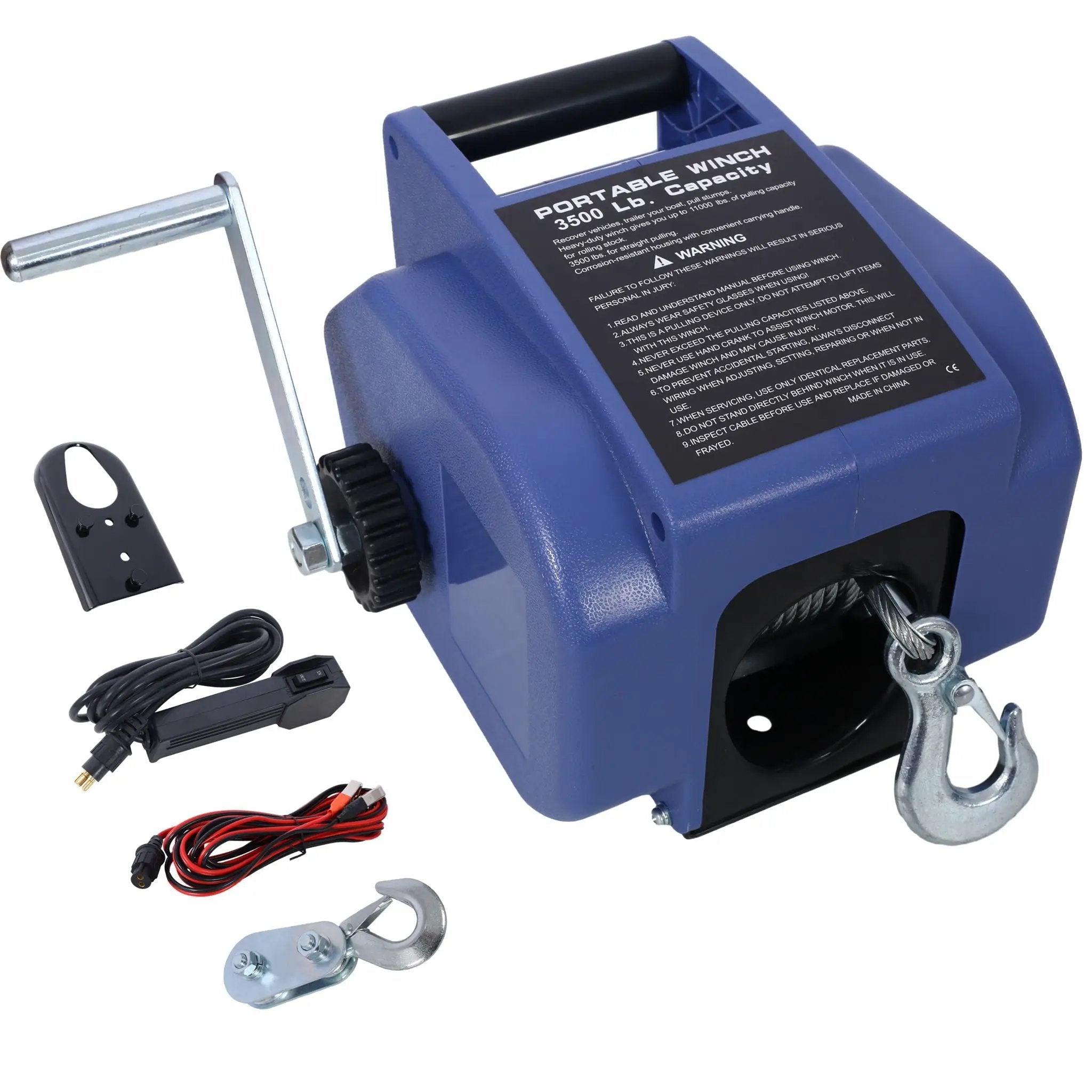 Reversible Electric 12V Trailer Winch for Boats Up to 6000 lbs - Blue by HouseOfZazla