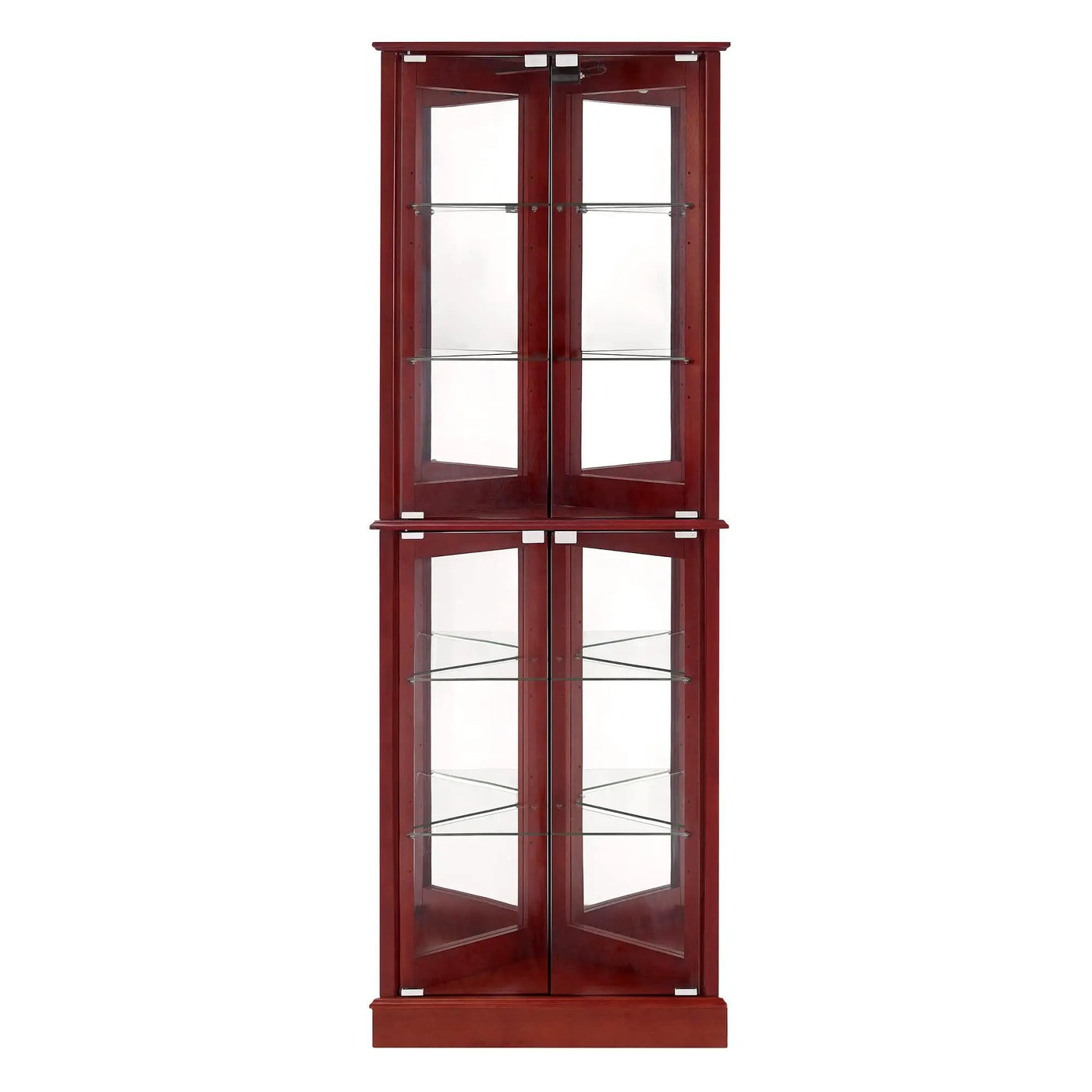 Corner Curio Dispaly Cabinet With Lights, Adjustable Tempered Glass Shelves, Mirrored Back (E26 Light Bulb Not Included) by Unique Piece Furniture