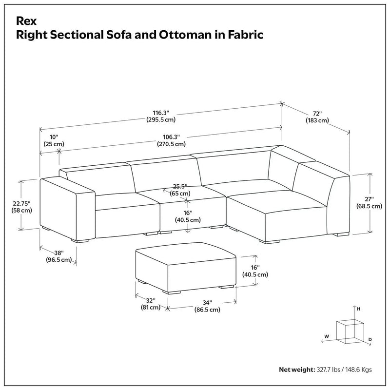 Rex - Handcrafted Sectional Sofa And Ottoman by Unique Piece Furniture