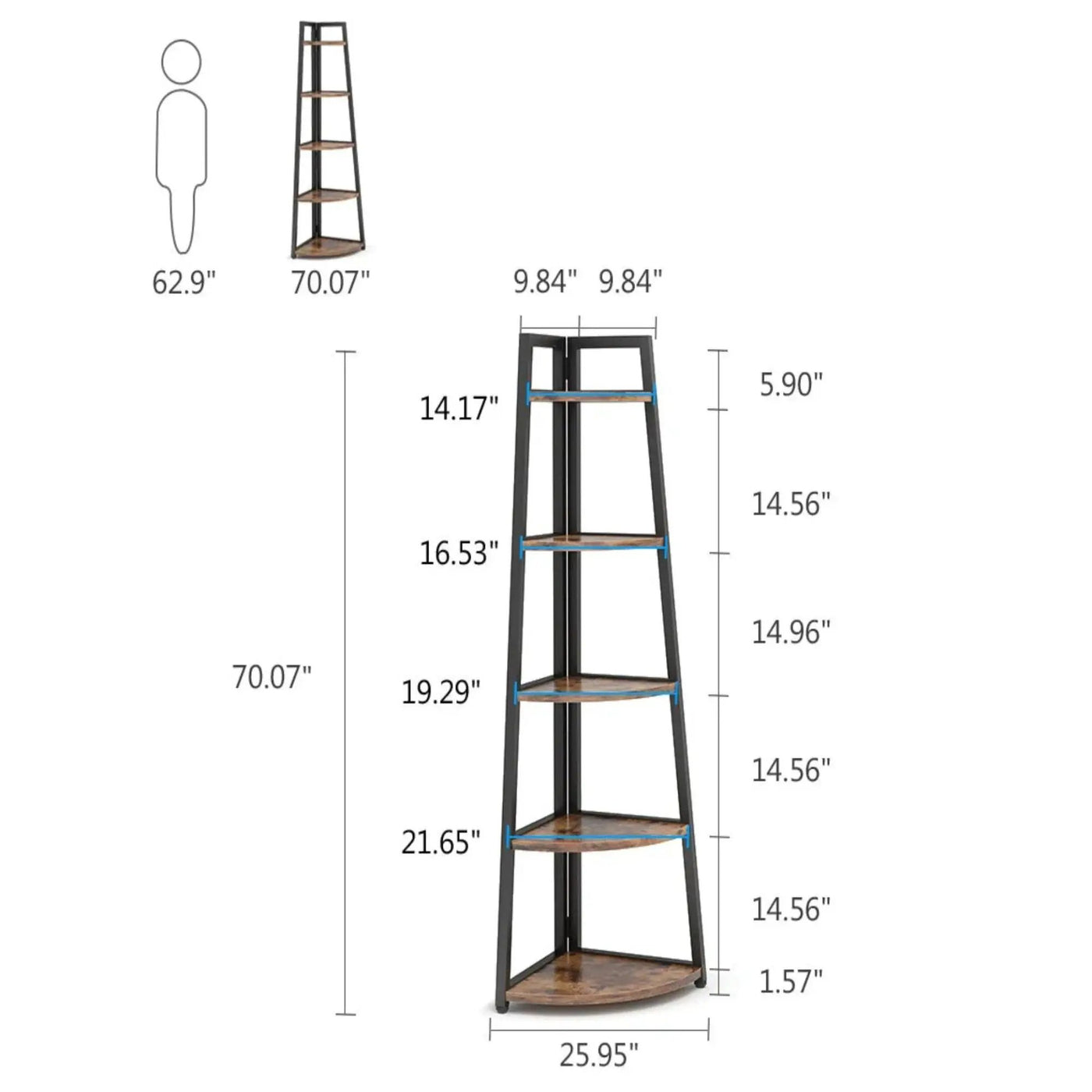 Tall 5 Tier Corner Bookshelf For Living Room by HouseOfZazla