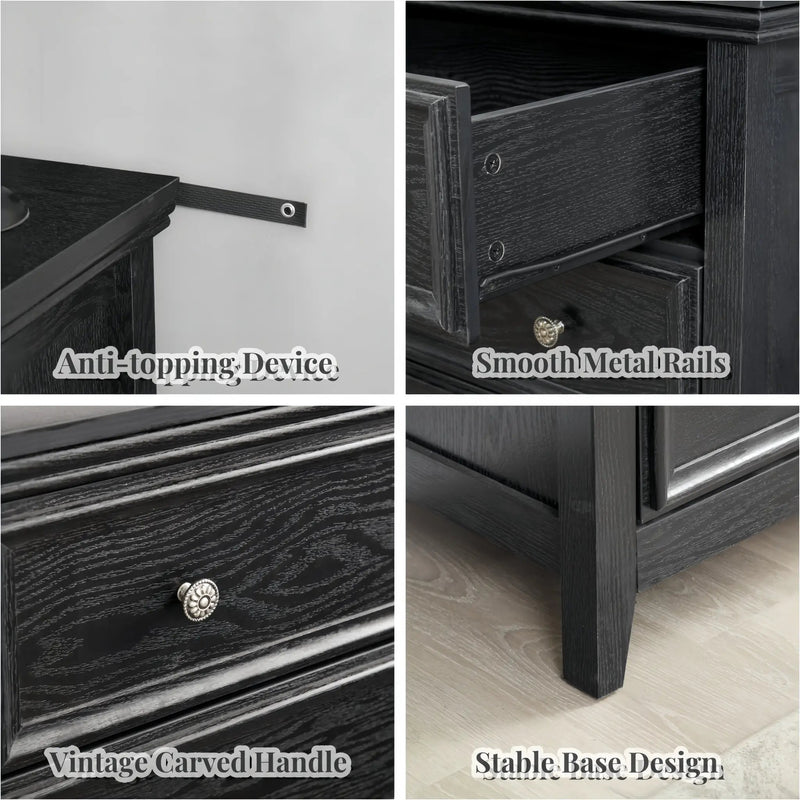 Modern 5-Drawer Black Dresser for Living Room Storage by HouseOfZazla