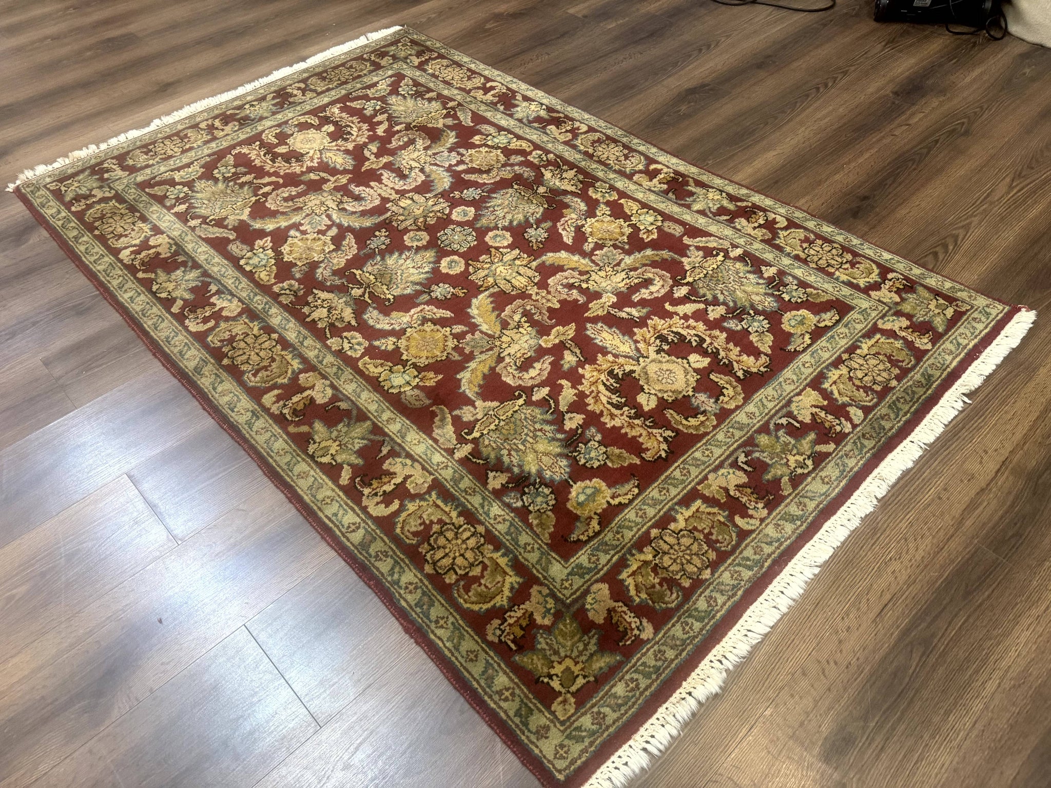 Indo Persian Mahal Rug 4x6, Floral Allover Pattern, Maroon by Jewel Rugs