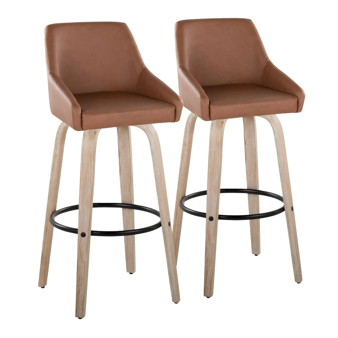 Hannah - Transitional Fixed Height Barstool With Swivel With Round Footrest (Set of 2) by HouseOfZazla