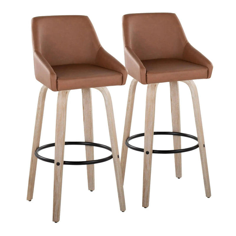 Hannah - Transitional Fixed Height Barstool With Swivel With Round Footrest (Set of 2) by HouseOfZazla