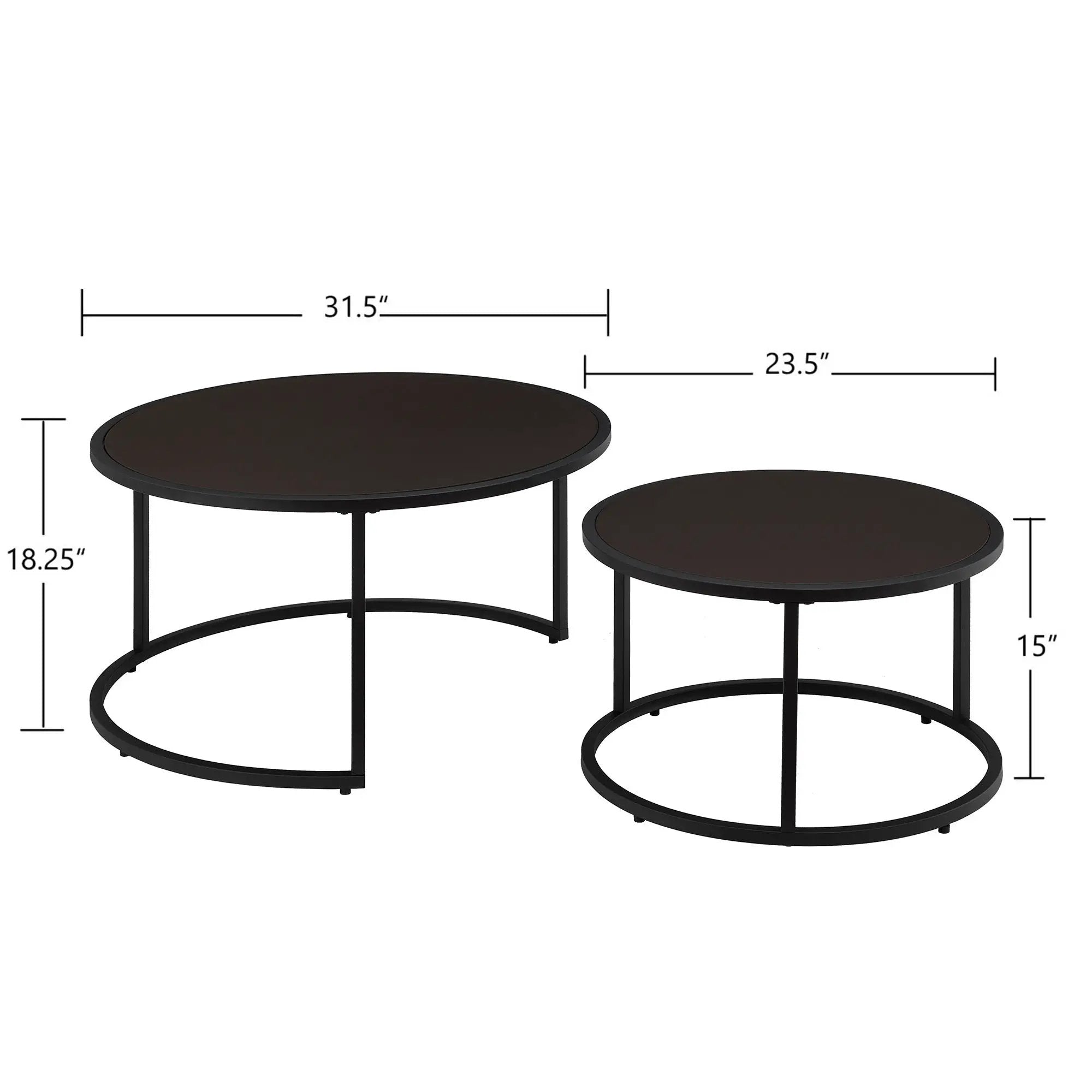 Modern Faux Leather Nesting Round Coffee Table Set - Dark Brown by HouseOfZazla