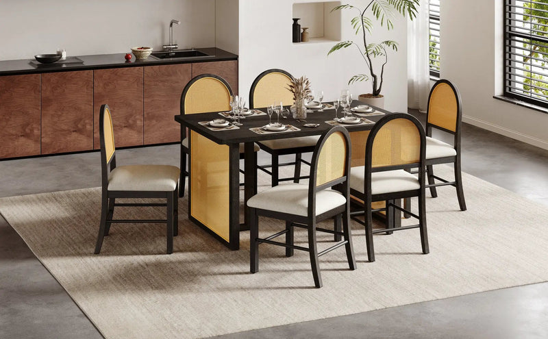 TREXM 7-Piece Farmhouse Dining Table Set for 6 by HouseOfZazla