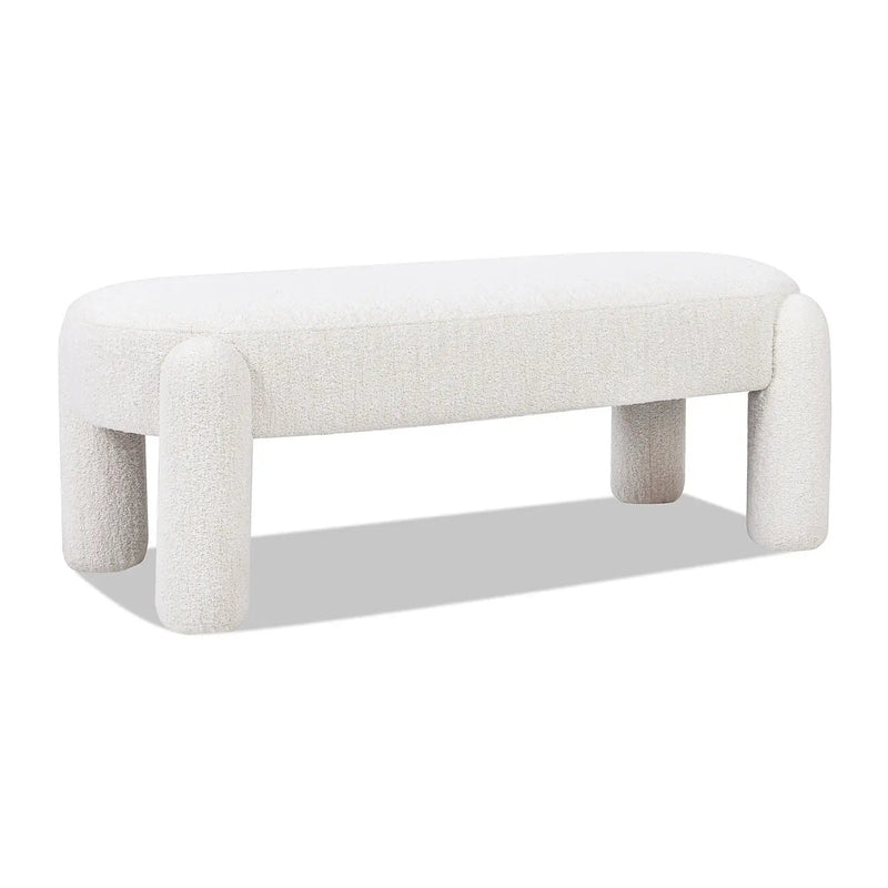 Hugo - Oval Fully Upholstered Bench - Milk Cream White by Unique Piece Furniture