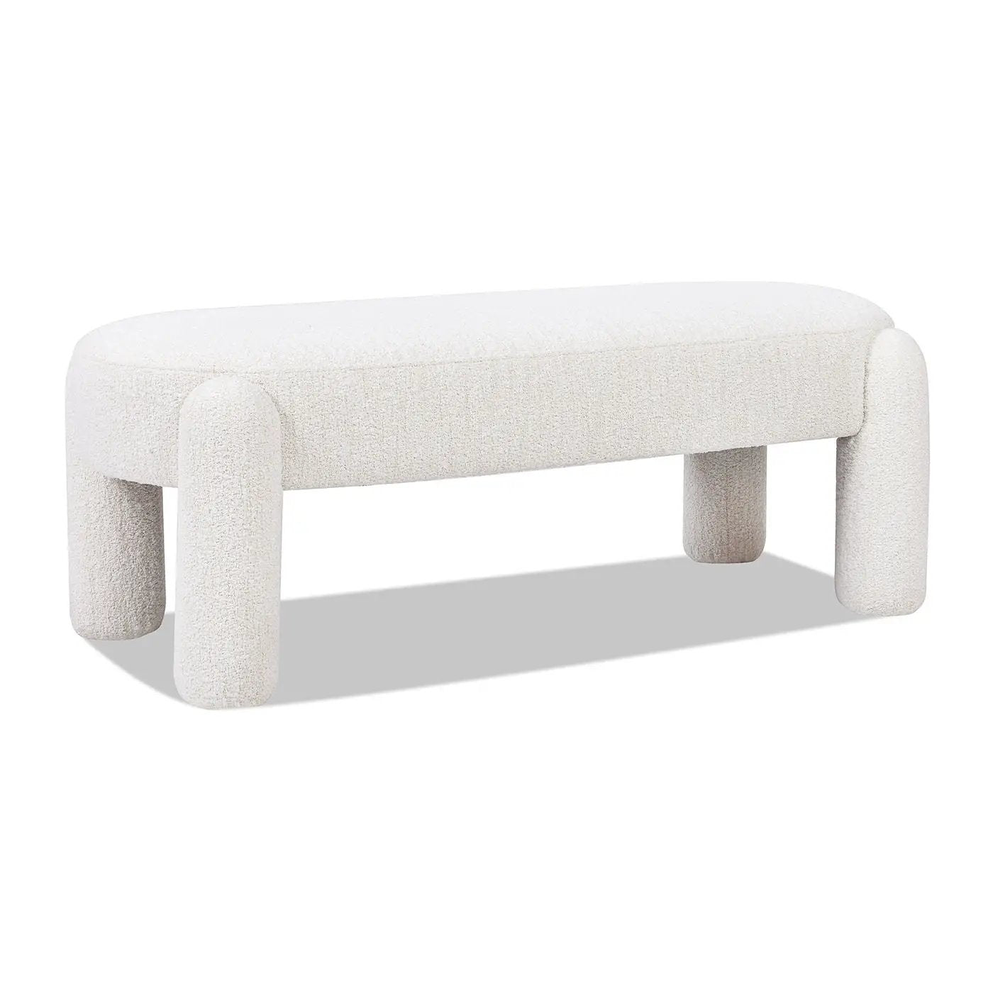 Hugo - Oval Fully Upholstered Bench - Milk Cream White by HouseOfZazla