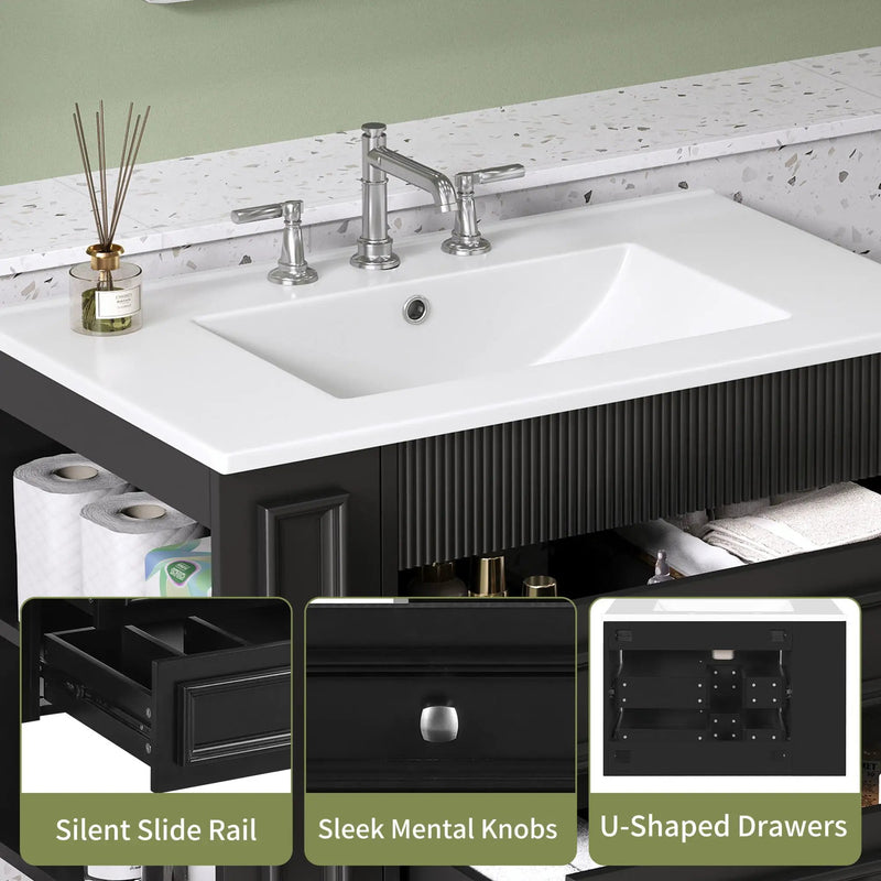 Wall Mounted Bathroom Vanity With 2 Drawers, Sink, Floating Storage Unit by Unique Piece Furniture