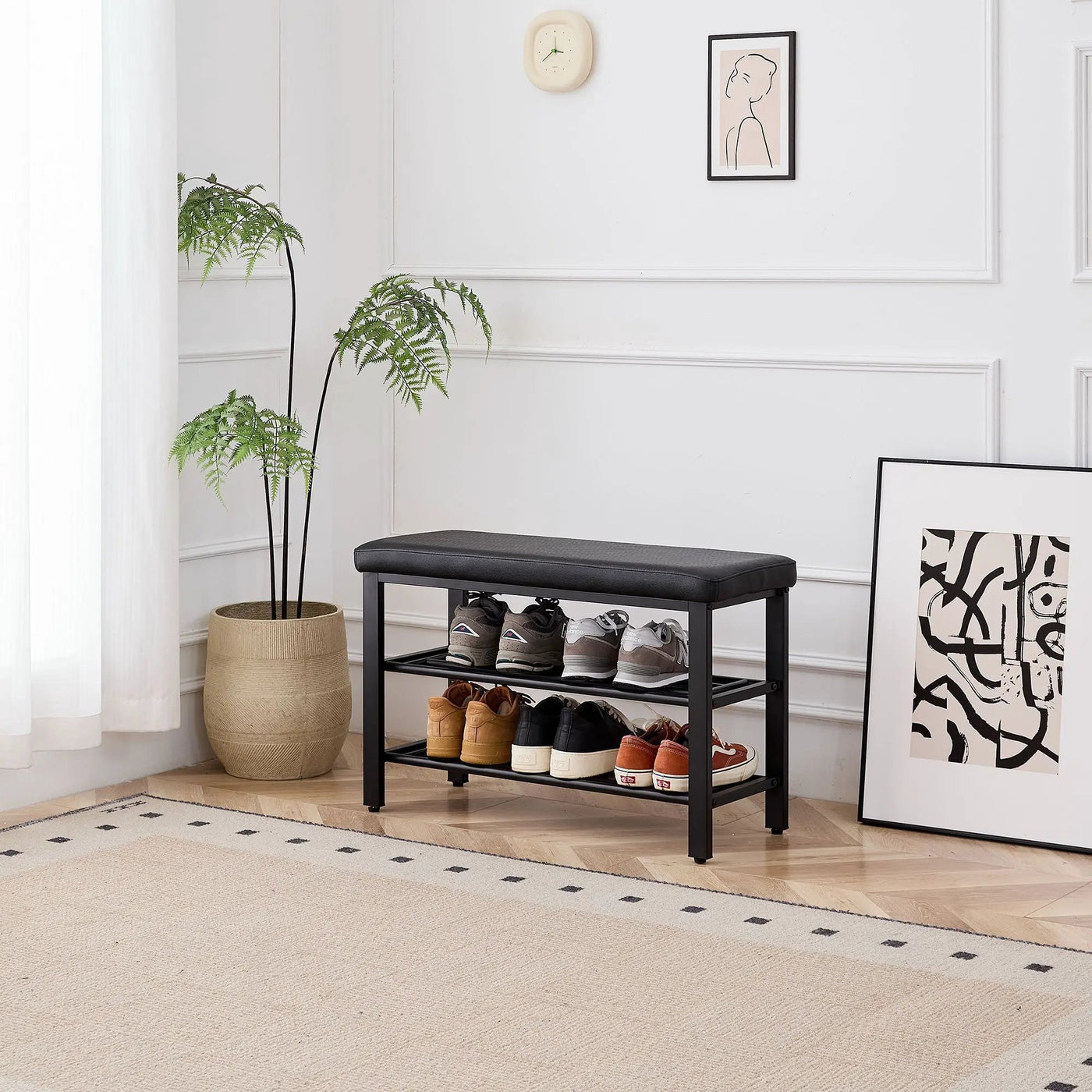Shoe Bench With Cushion, Storage Seat For Entryway by Unique Piece Furniture