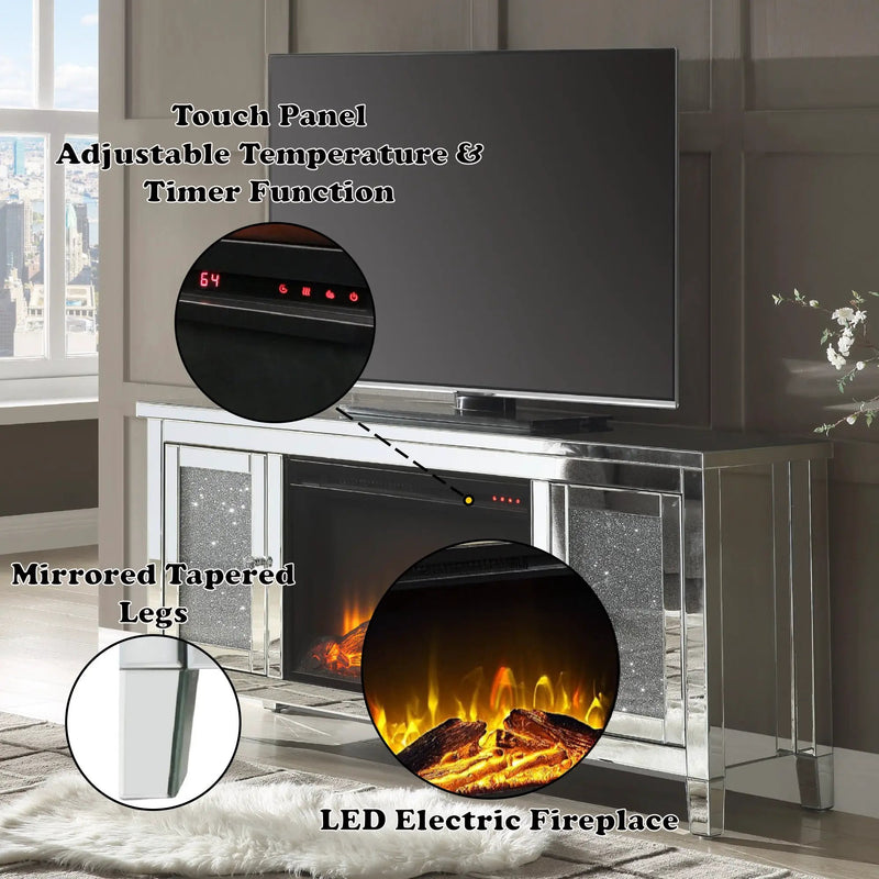 Noralie TV Stand with LED Electric Fireplace by HouseOfZazla