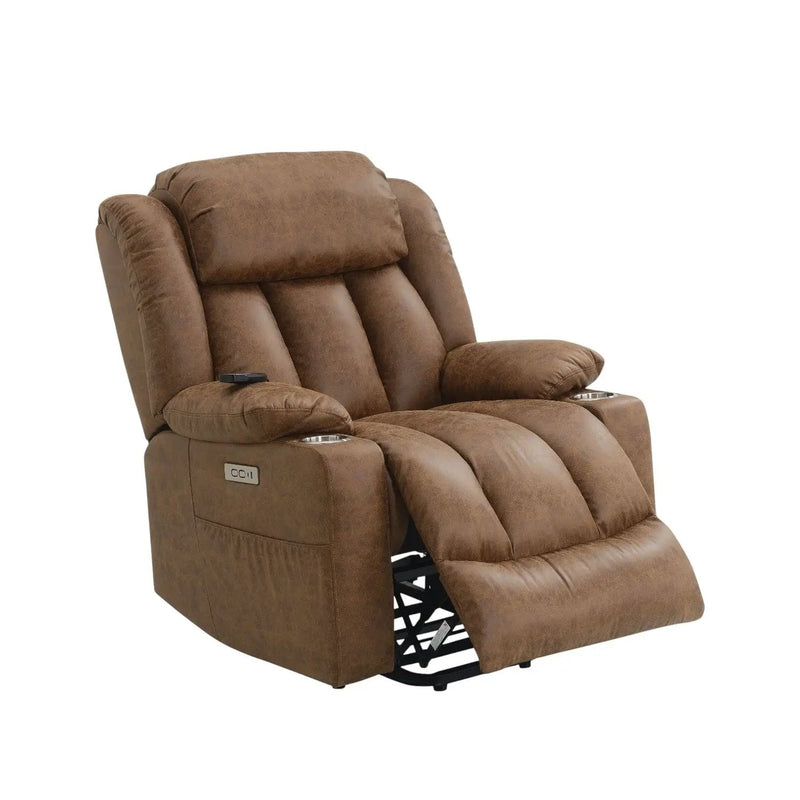 Aire Power Motion Recliner With Lift Heating Massage Function - Brown by Unique Piece Furniture