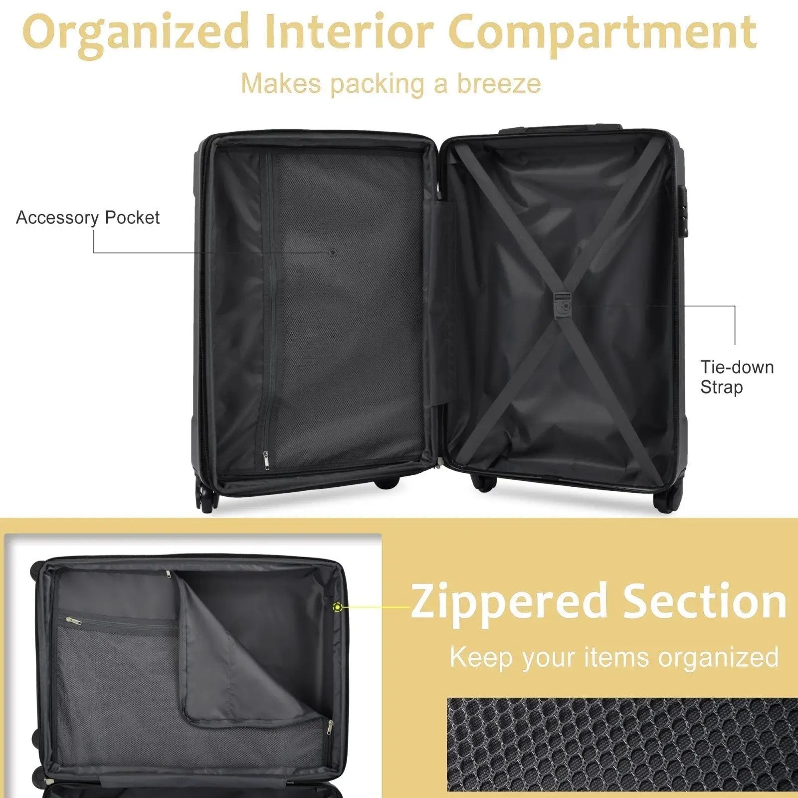 GigaTech 3-Piece Expandable Hard Shell Luggage Set with TSA Lock by HouseOfZazla