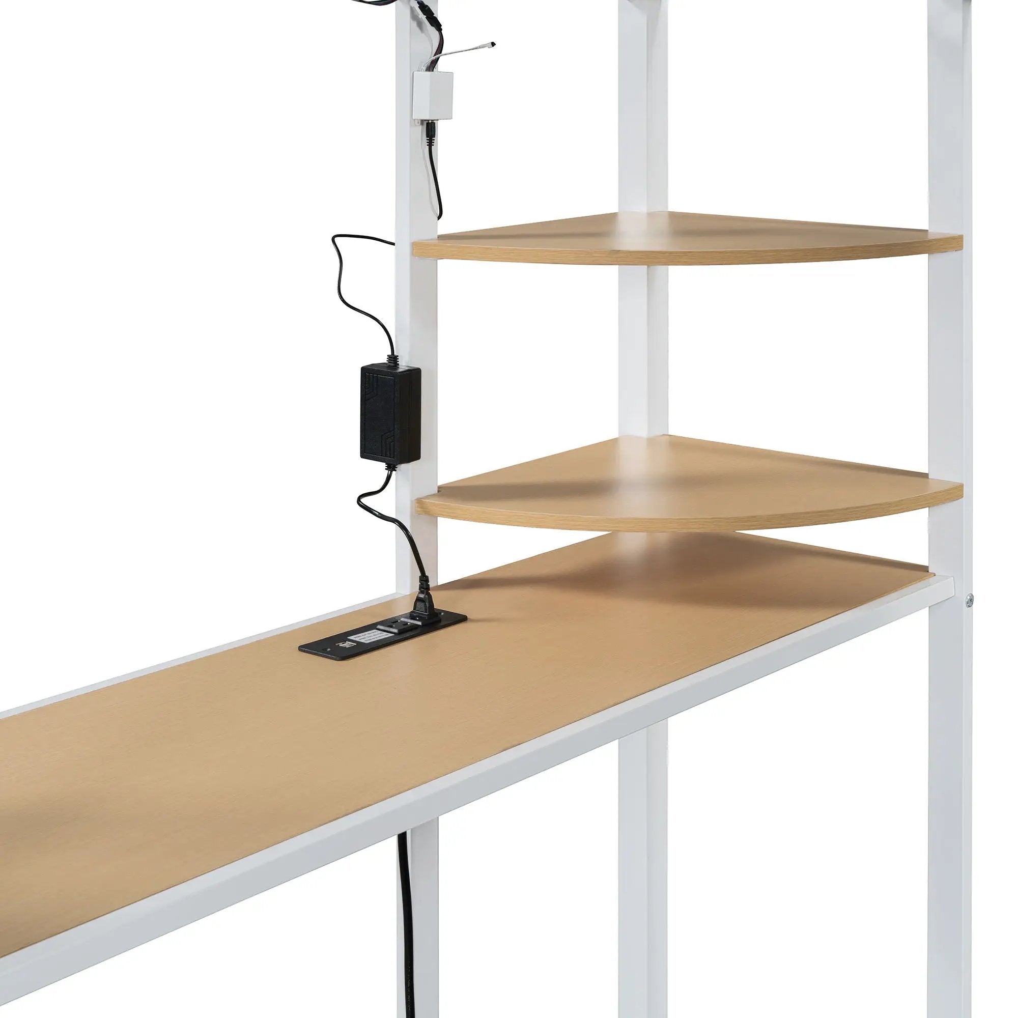 Loft Bed With Desk, Shelves, Power Outlet, LED Light And Wardrobe by HouseOfZazla