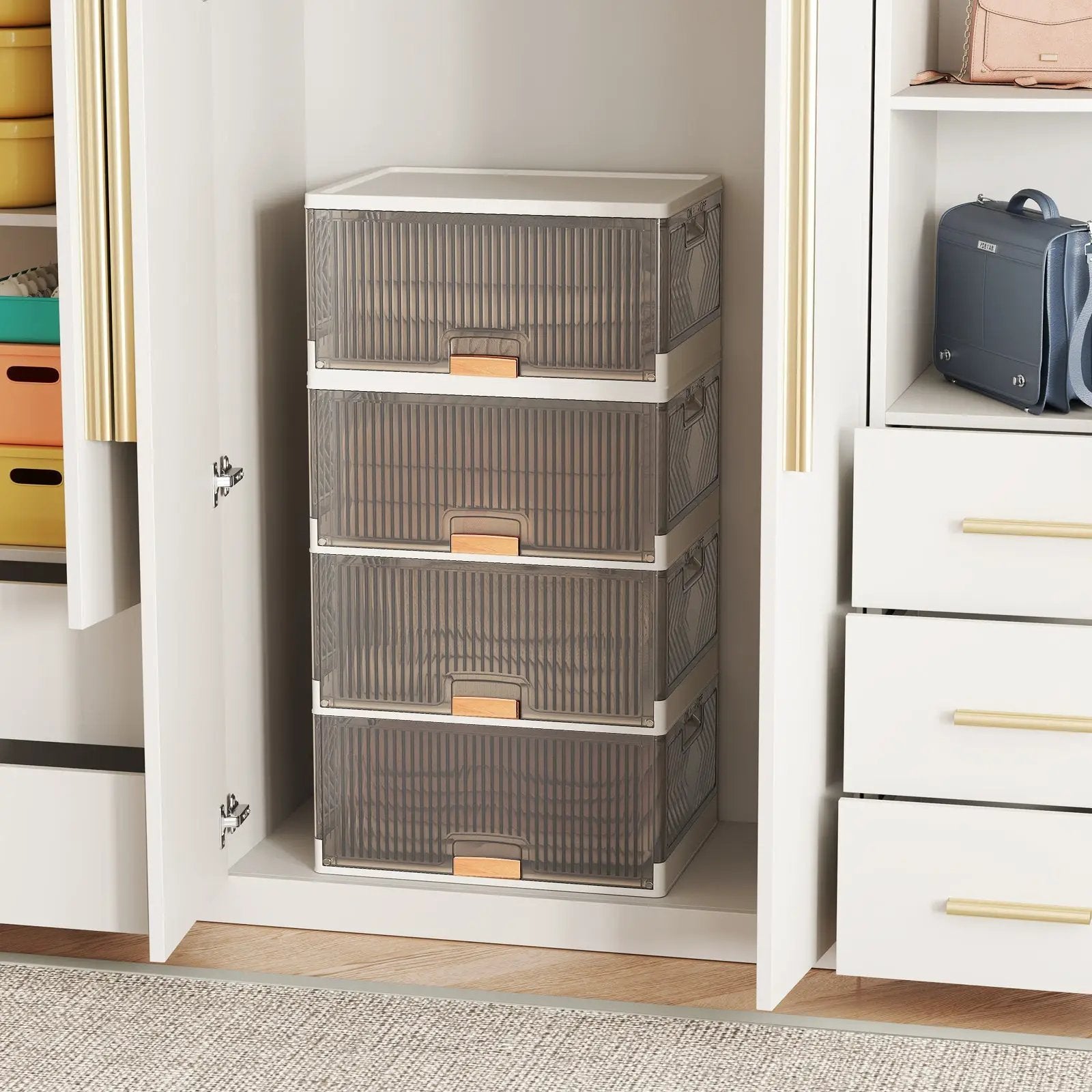 3/4/5/6-Cube Stackable Storage Bins with Detachable Wheels by DirectDeals