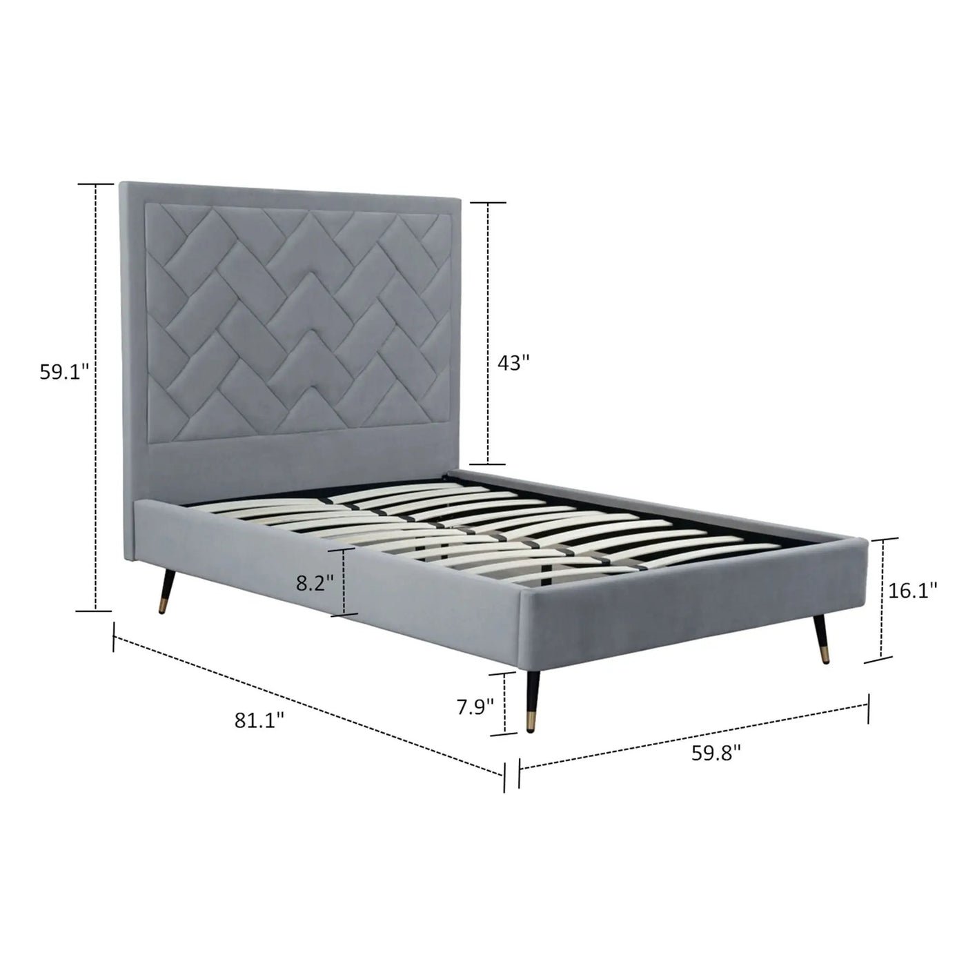 Crosby - Bed With Upholstered Headboard And Slats by HouseOfZazla