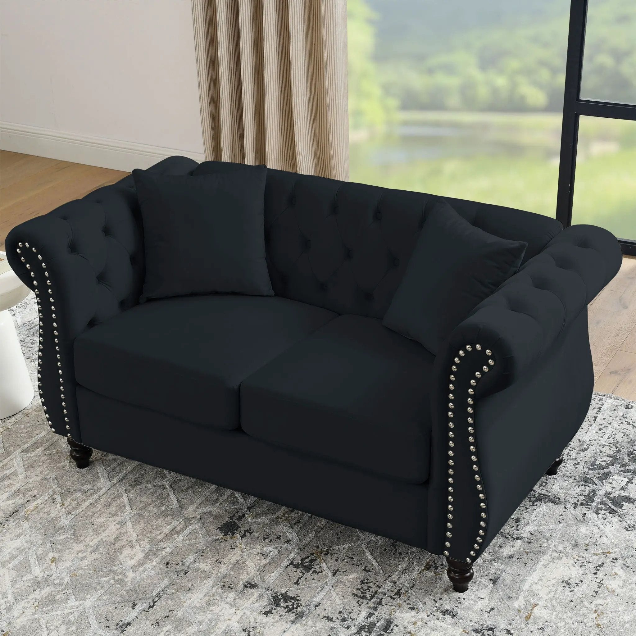 Chesterfield Sofa With Rolled Arms And Nailhead Trim by HouseOfZazla