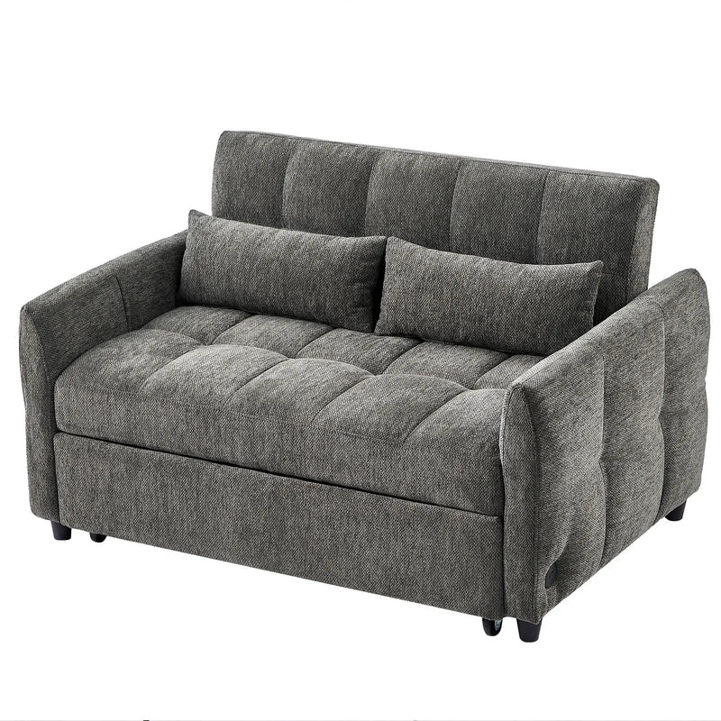 Loveseat Sofa Pull-Out Bed With Adjustable Backrest, 3 USB Ports And 2 Lumbar Pillows For Living Room by HouseOfZazla