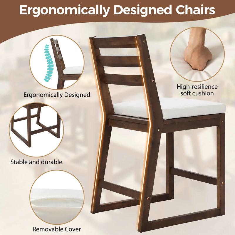 Patio Bar Set With Ergonomic Chairs