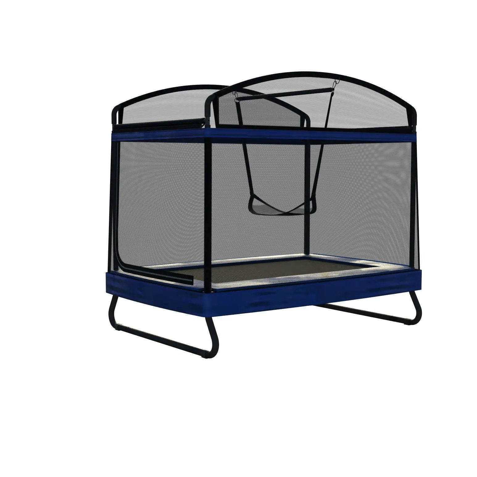 Outdoor Square Trampoline For Kids And Adults With Protective Net And Swing 4 X 6Ft - Black / Blue by HouseOfZazla