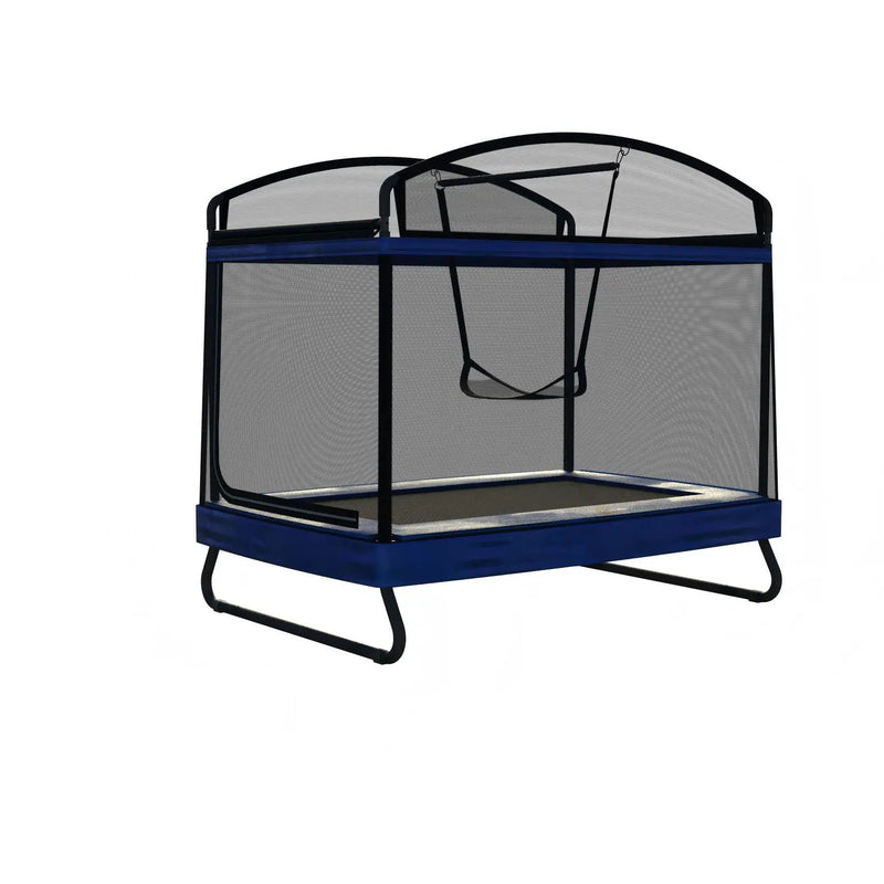 Outdoor Square Trampoline For Kids And Adults With Protective Net And Swing 4 X 6Ft - Black / Blue by HouseOfZazla