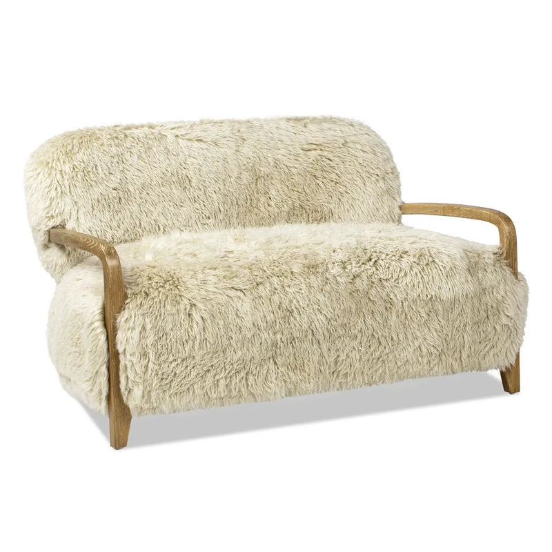 Enchante - Sheepskin Accent Loveseat - Taupe / Natural by Unique Piece Furniture