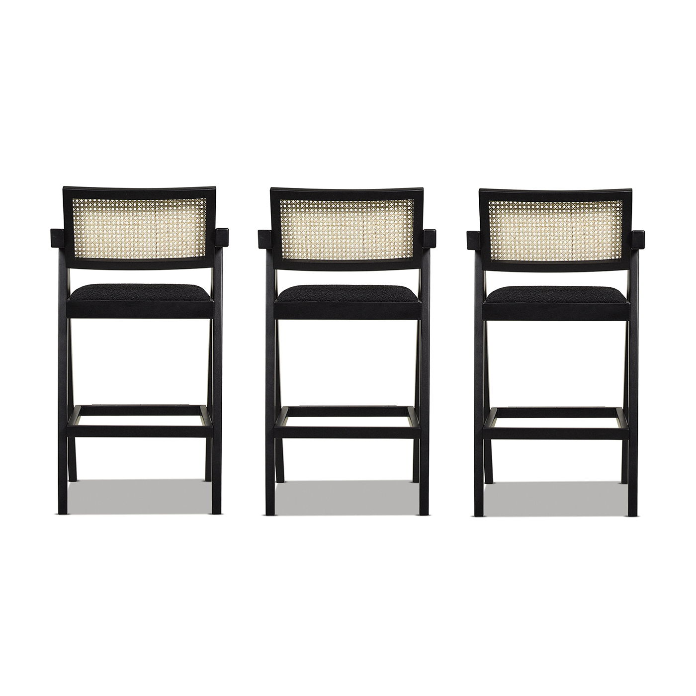 Milan - Modern Webbing Back Stool With Arms (Set of 3) by HouseOfZazla