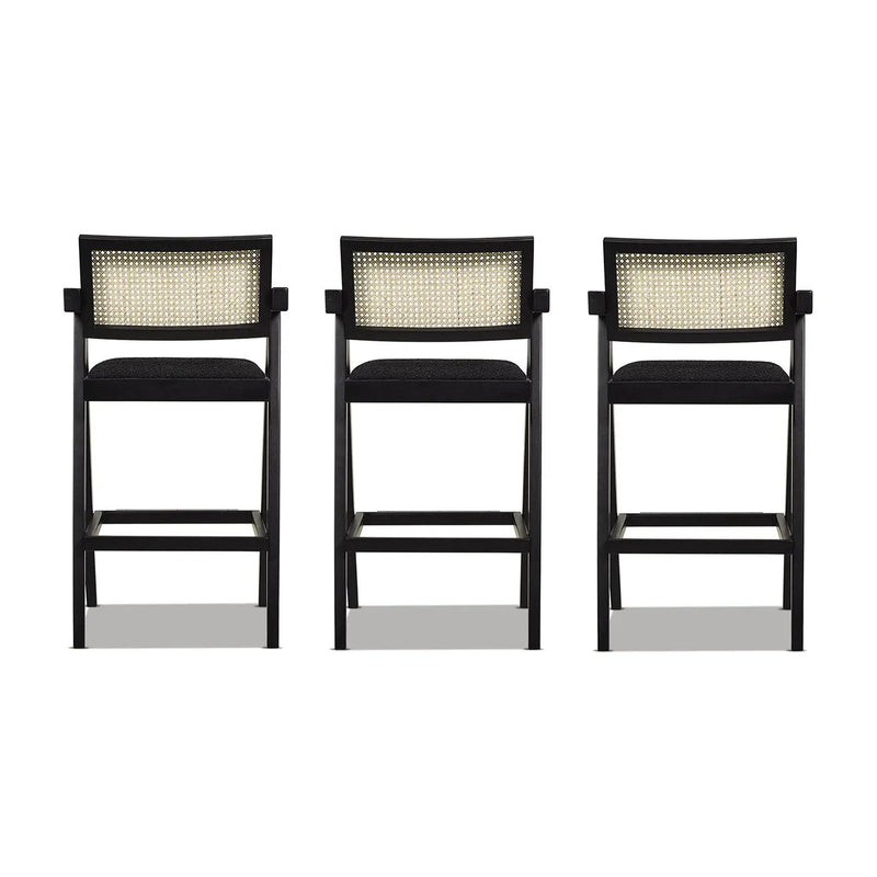 Milan - Modern Webbing Back Stool With Arms (Set of 3) by HouseOfZazla