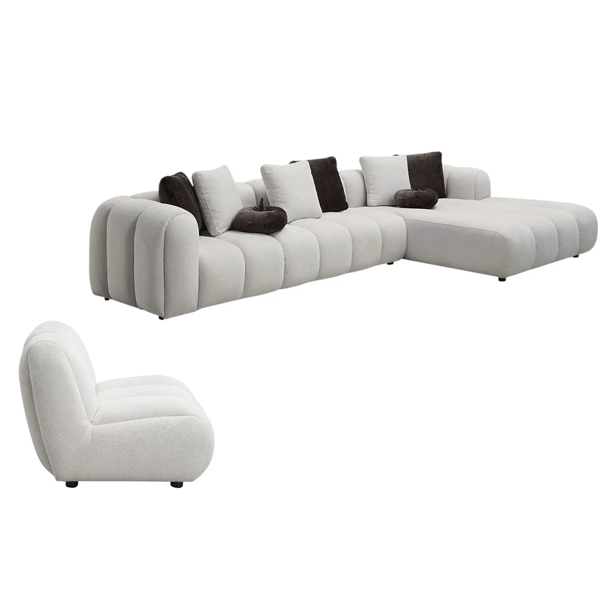 Manilla - Sectional Sofa With Chair - Ivory White by Unique Piece Furniture