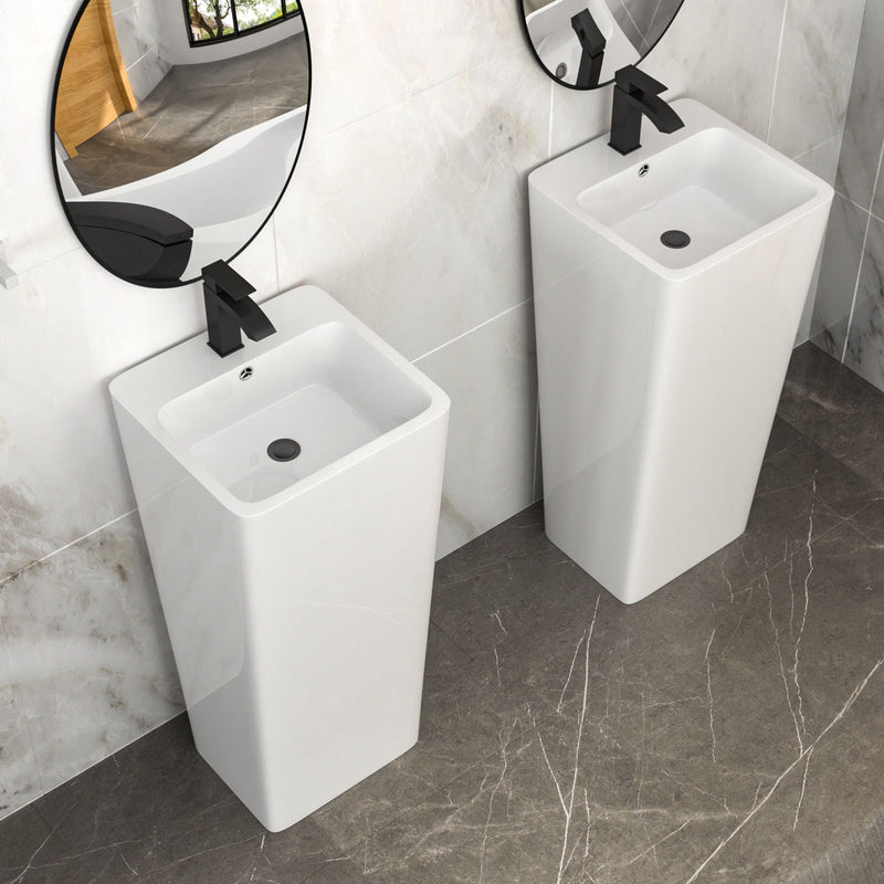 Pedestal Sink 16" For Powder Rooms - White by HouseOfZazla