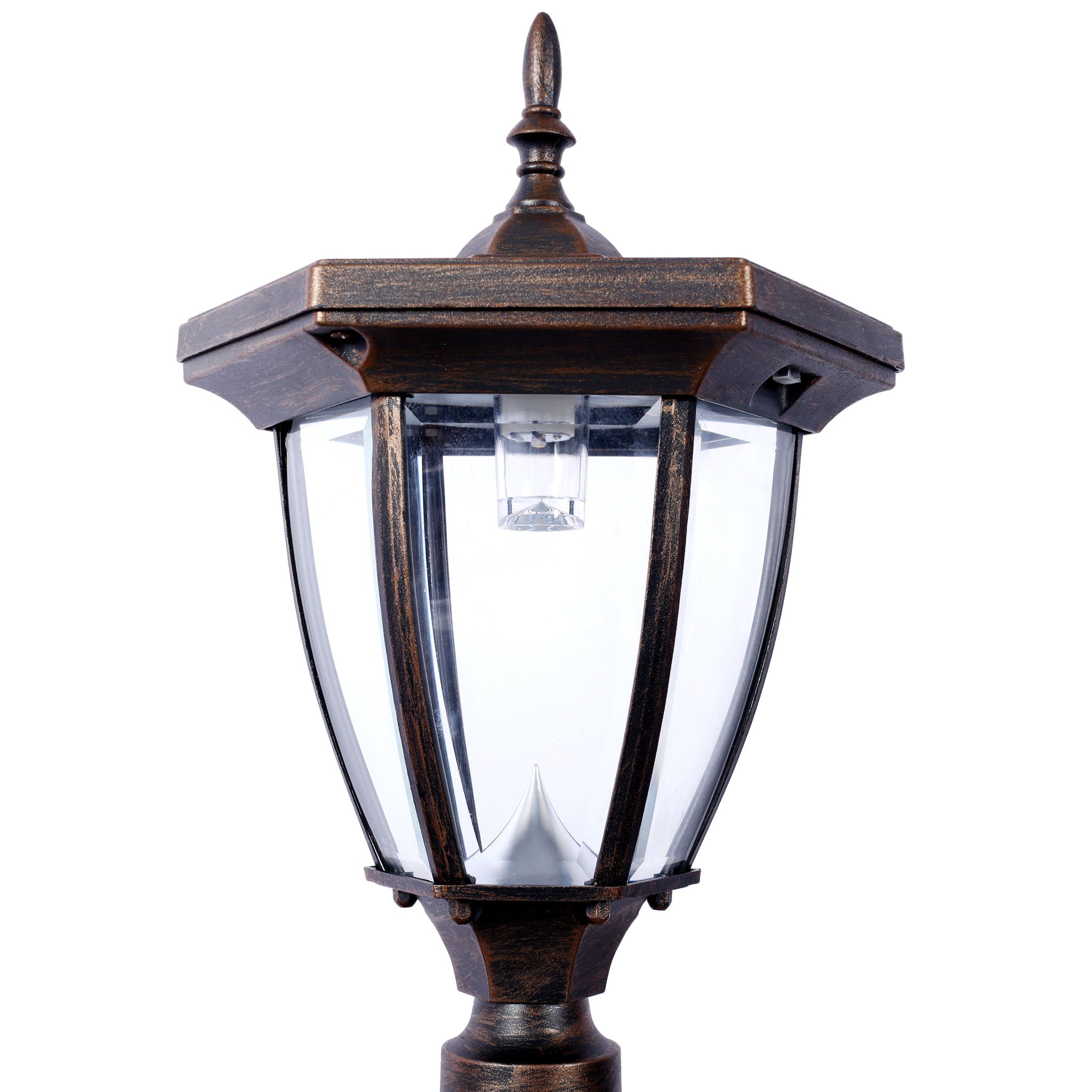 Stratford - Heavy Duty Cast Aluminum Mailbox With Post And Solar Light, Fluted Base, Decorative Modern Mailbox - Brown by HouseOfZazla
