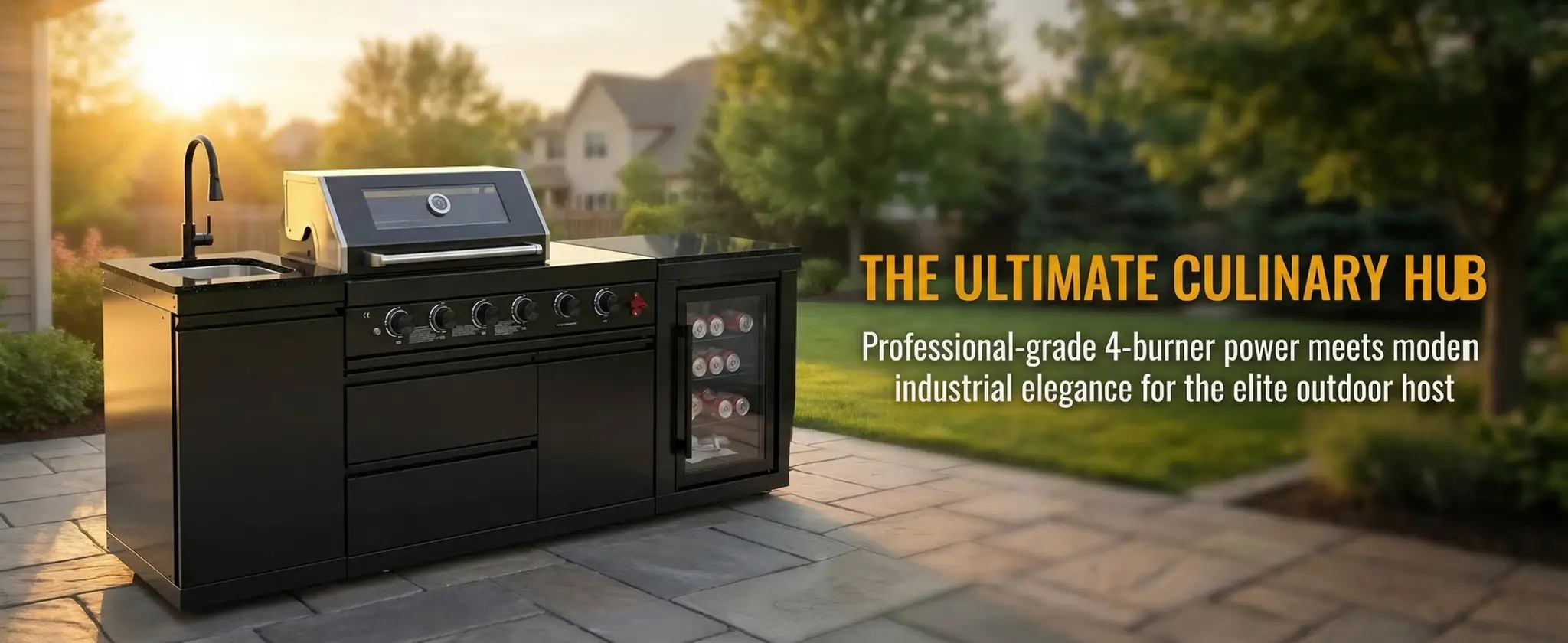 4-Burner 72000 BTU Deluxe Stainless Steel Propane Gas Outdoor Kitchen by HouseOfZazla