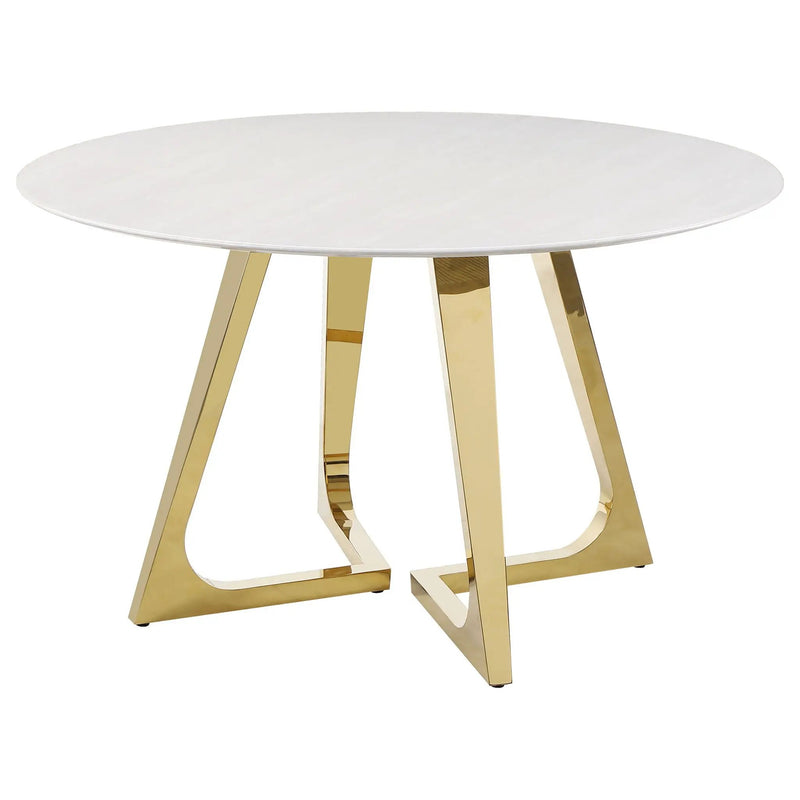 Gwynn Round 51-inch Marble Stainless Steel Dining Table Gold by Unique Piece Furniture
