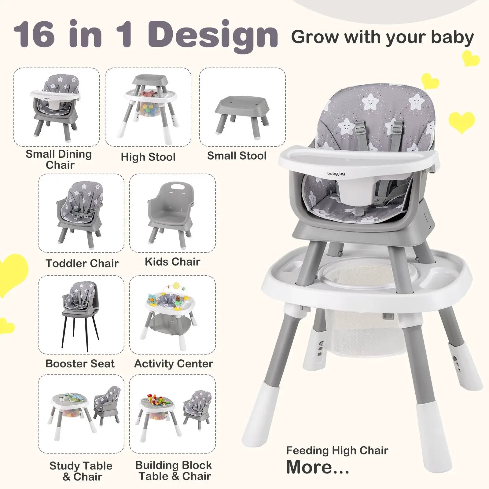 16-in-1 Baby High Chair with Activity Center and Booster Seat for Babies and Toddlers by DirectDeals