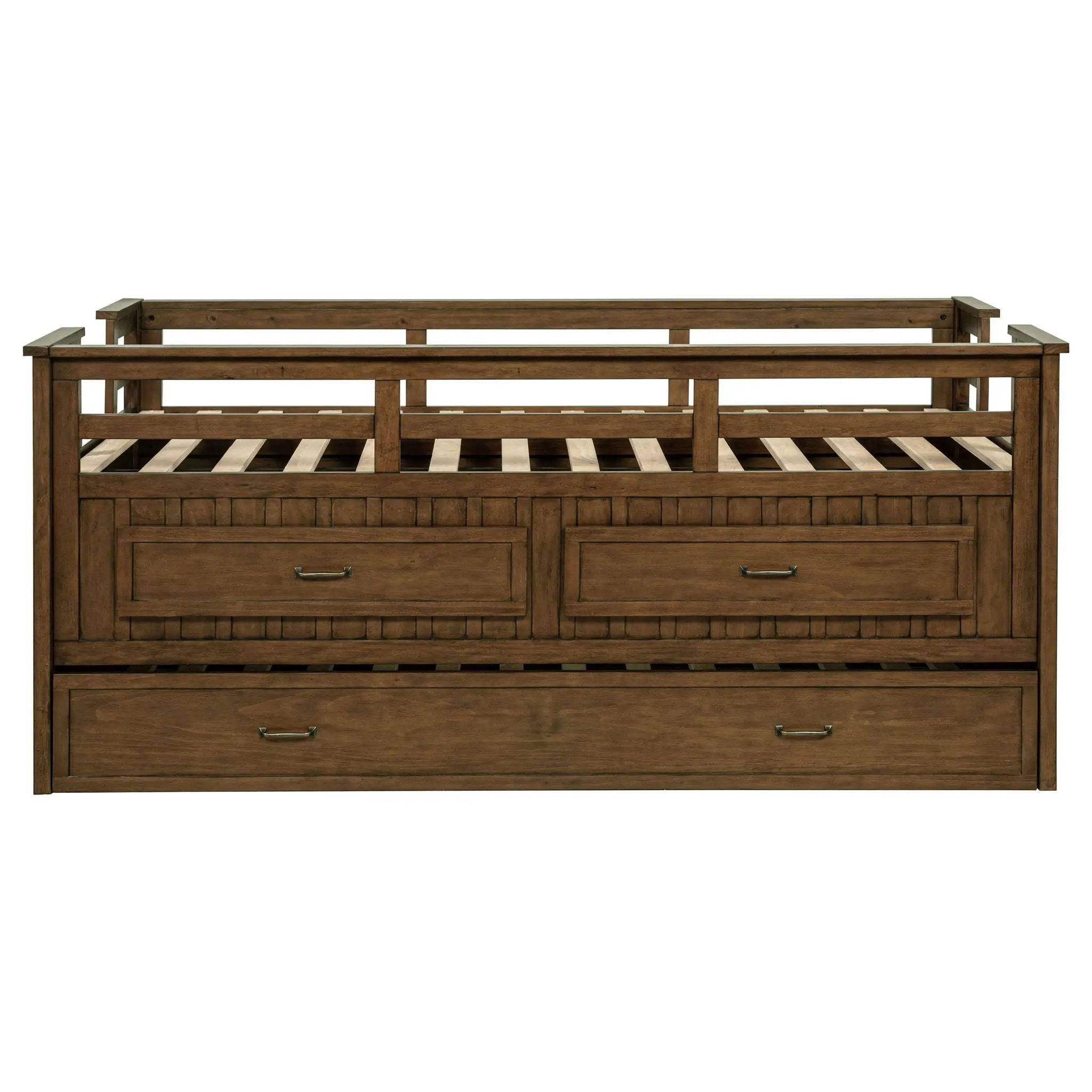 Carlsbad Wood Twin Captains Bed With Trundle Medium Brown by Unique Piece Furniture
