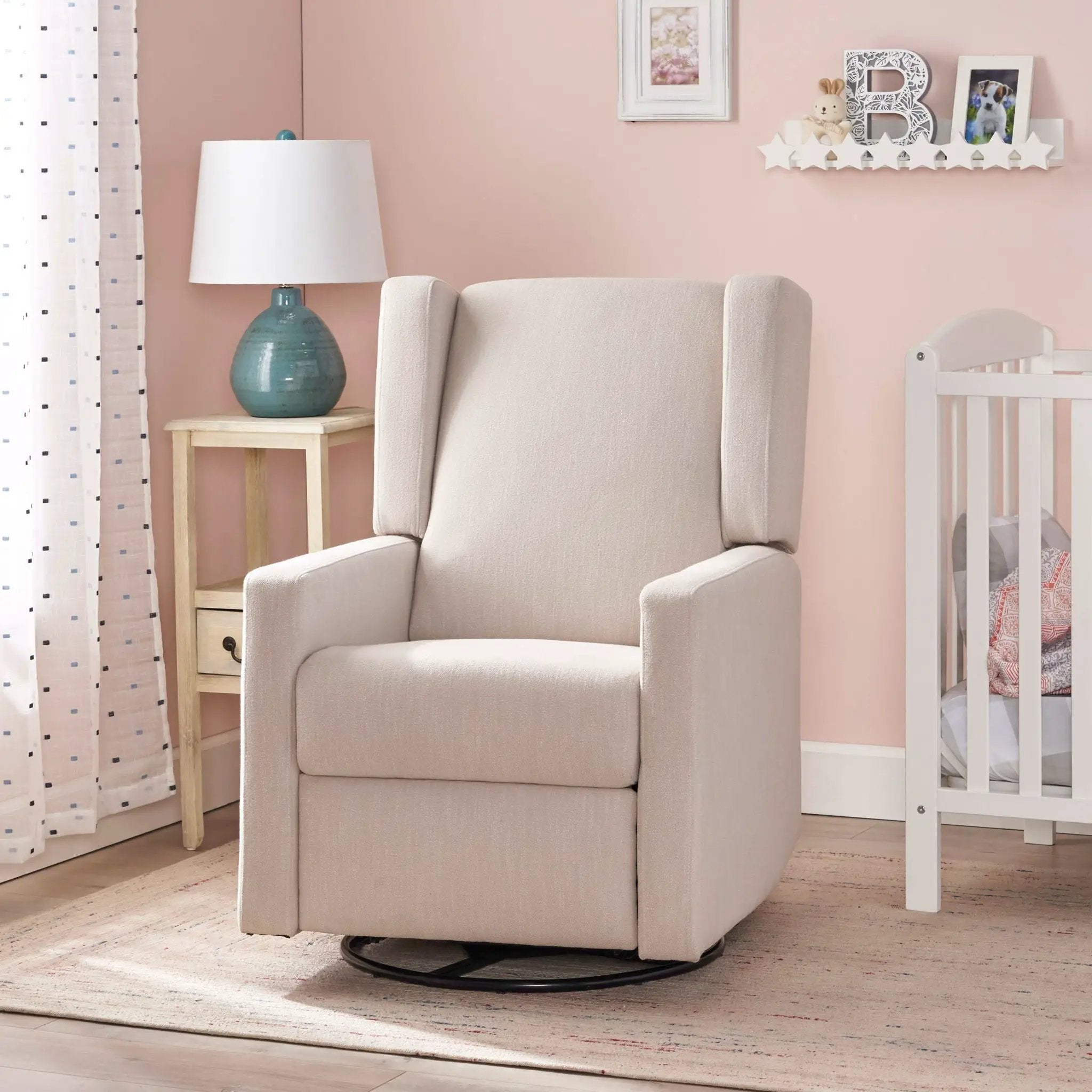 Landau Contemporary Fabric Upholstered Swivel Recliner by Unique Piece Furniture