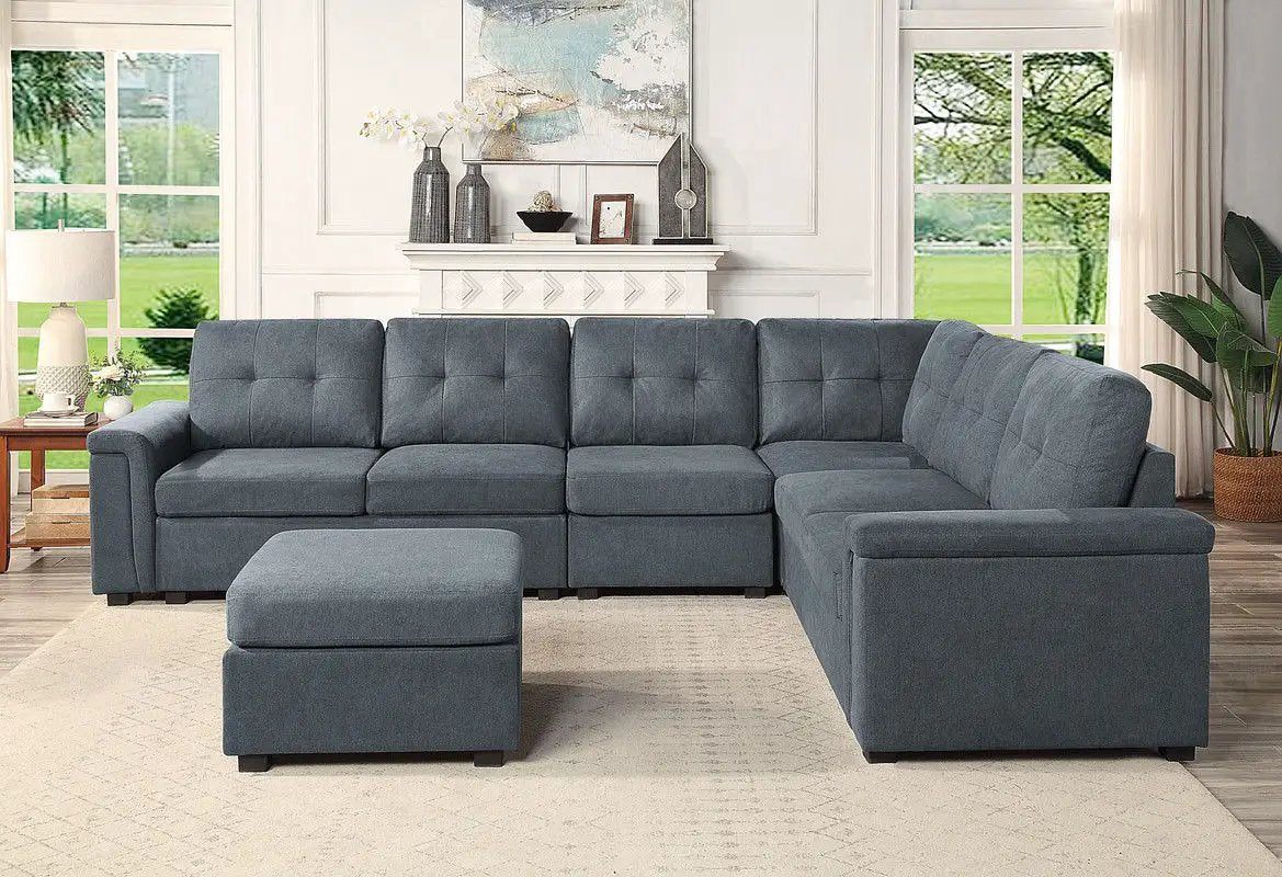 Isla - Fabric Sectional Sofa With Ottoman by HouseOfZazla