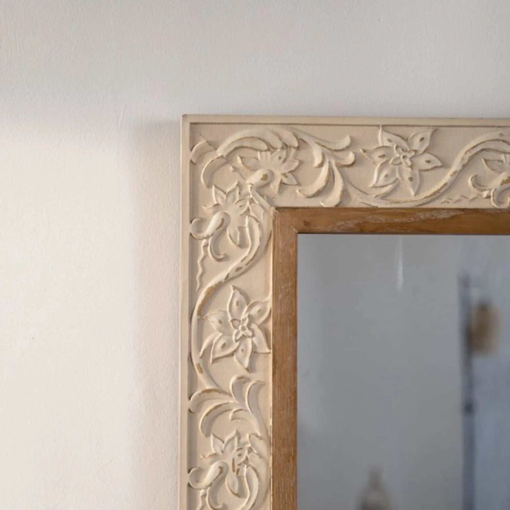 Vintage Carved Pattern Rectangular Wall Mirror by HouseOfZazla